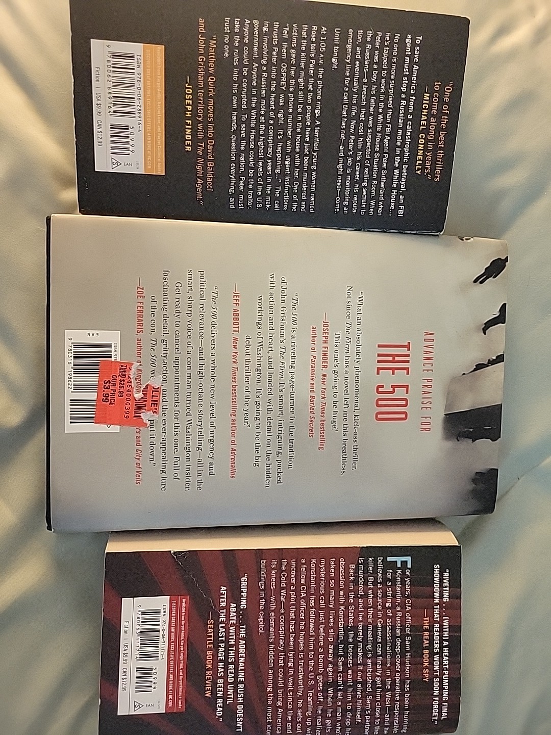 Matthew Quirk Book Lot Of 3 Night Agent PB, The 500 HB, Red Warning PB