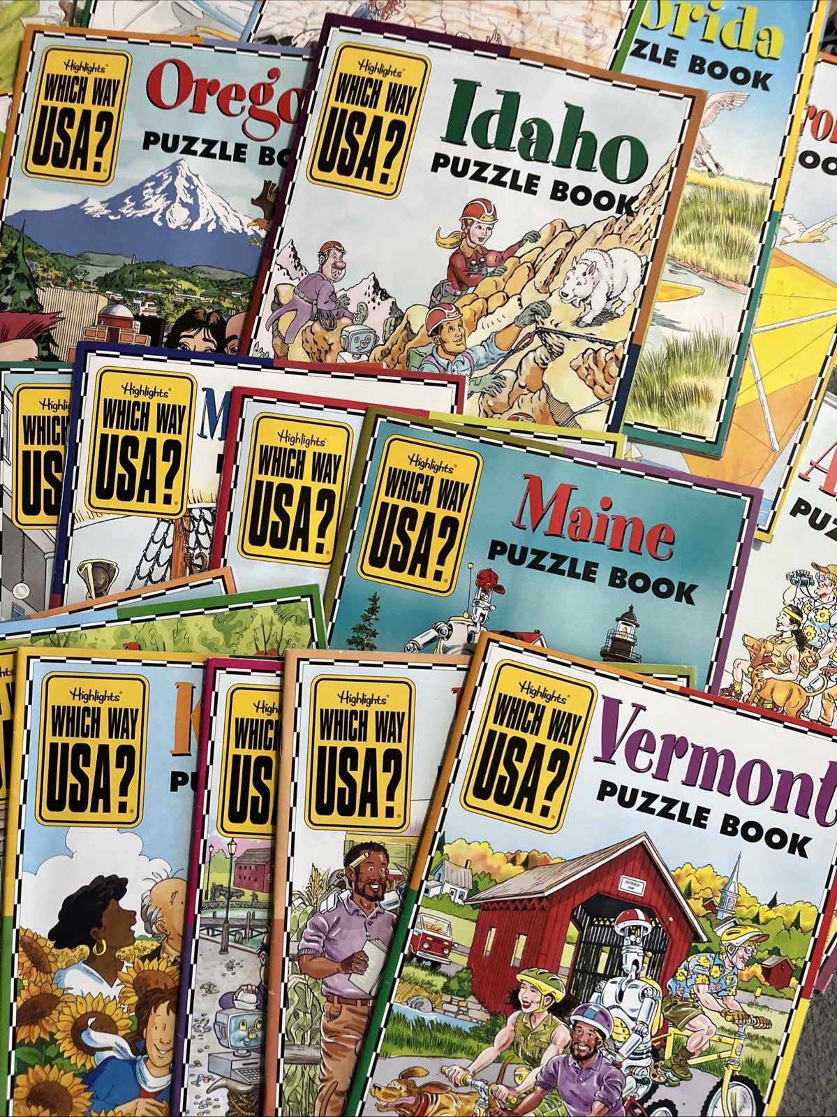 Lot of 45 Highlights Which Way USA Magazine State Activity Puzzle Book with Maps