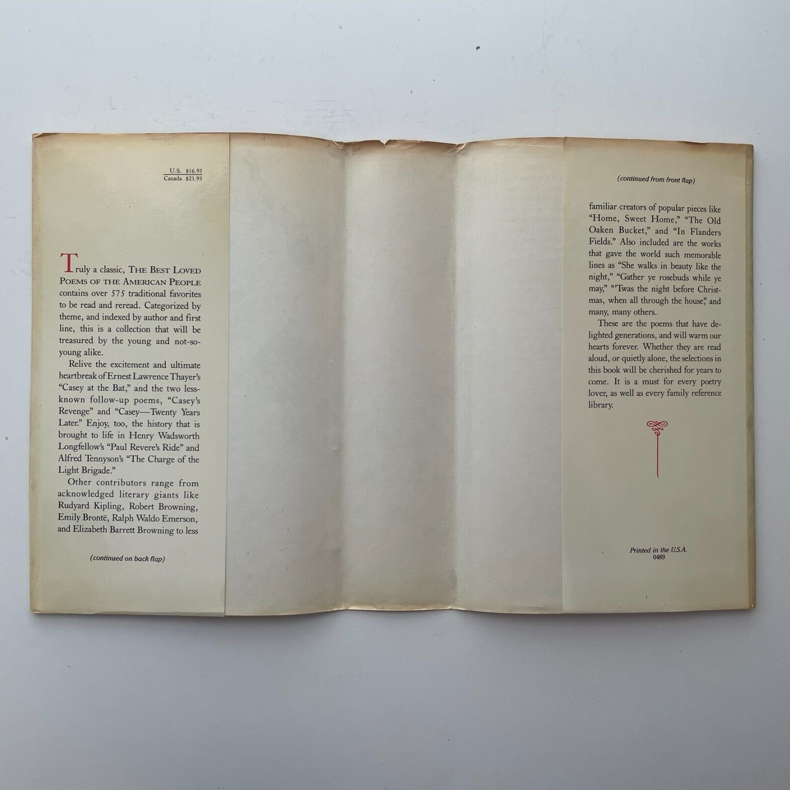 The Best Loved Poems of the American People Hazel Felleman 1936 Excellent Cond.