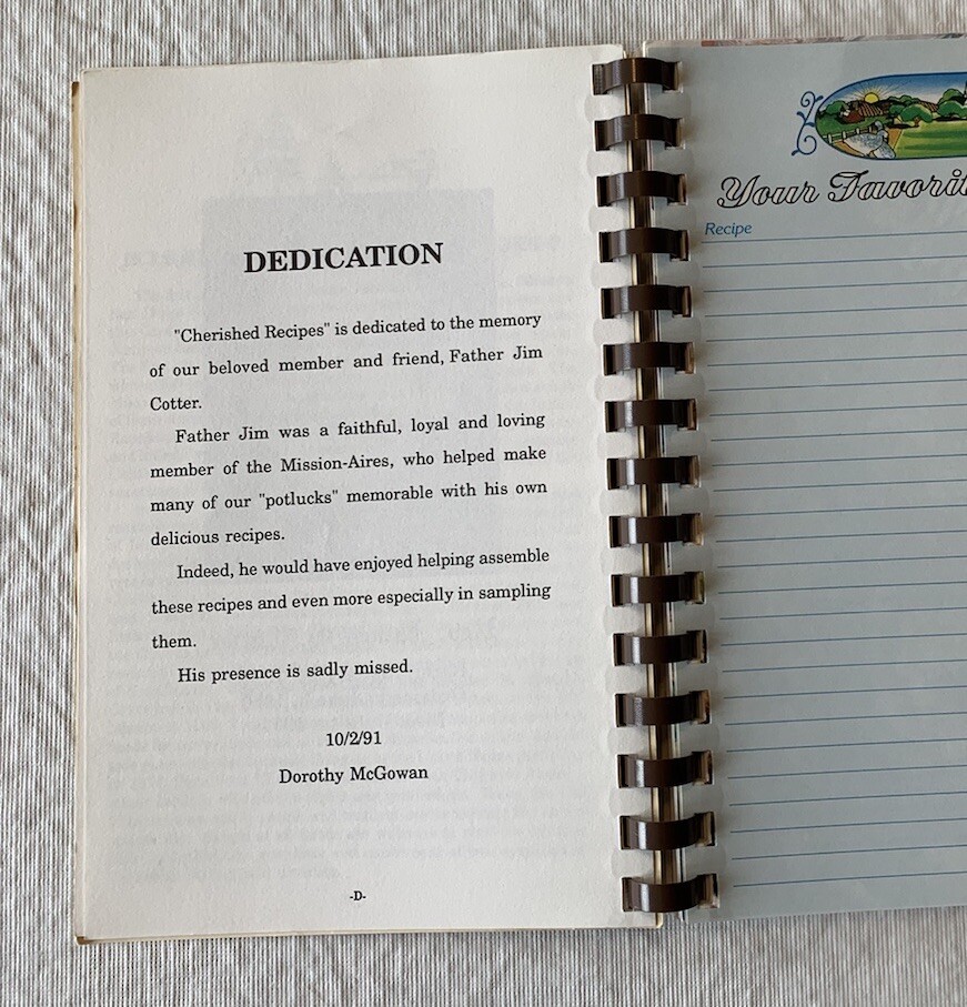 Cherished recipes Cook Book by the Mission-Aires San Diego CA. 1991?