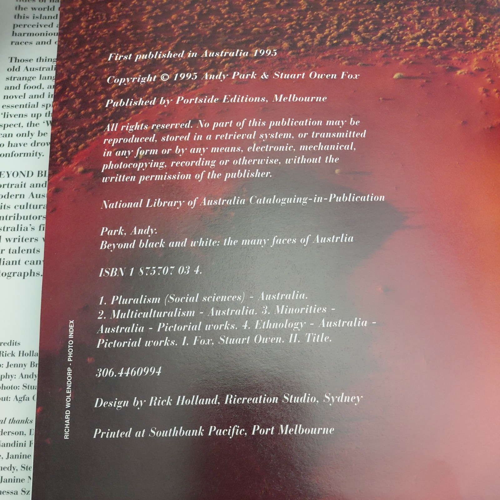 Beyond Black and White The Many Faces of Australia by Andy Park – 1995 Book