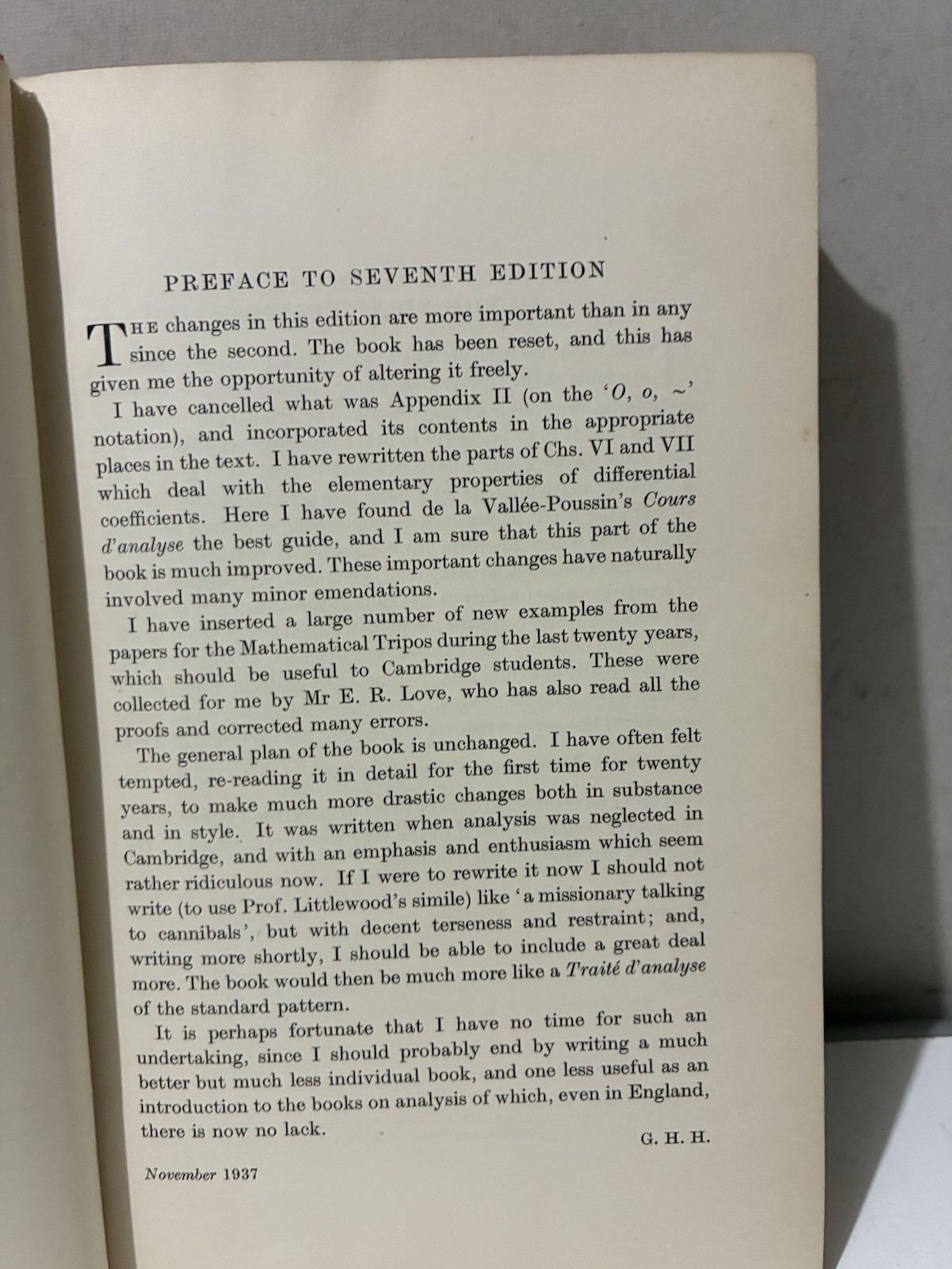 A Course of Pure Mathematics – G. H. Hardy 1938 – Hardcover