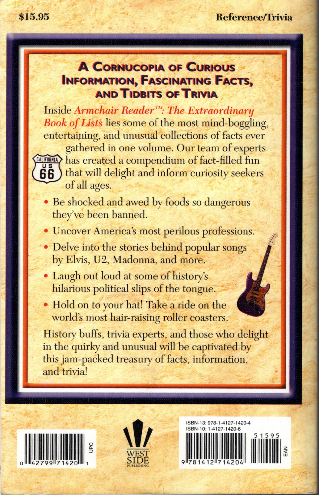 Armchair Reader The Extraordinary Book of Lists Excellent Trivia 500 Pages Nice