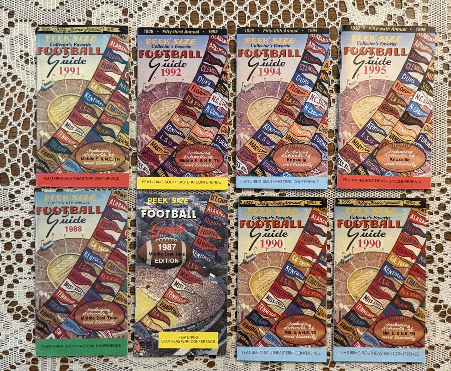 Lot Of 16 PEEK SIZE Football Guide SEC Misc. Years from 1987 to 2006 NCAA