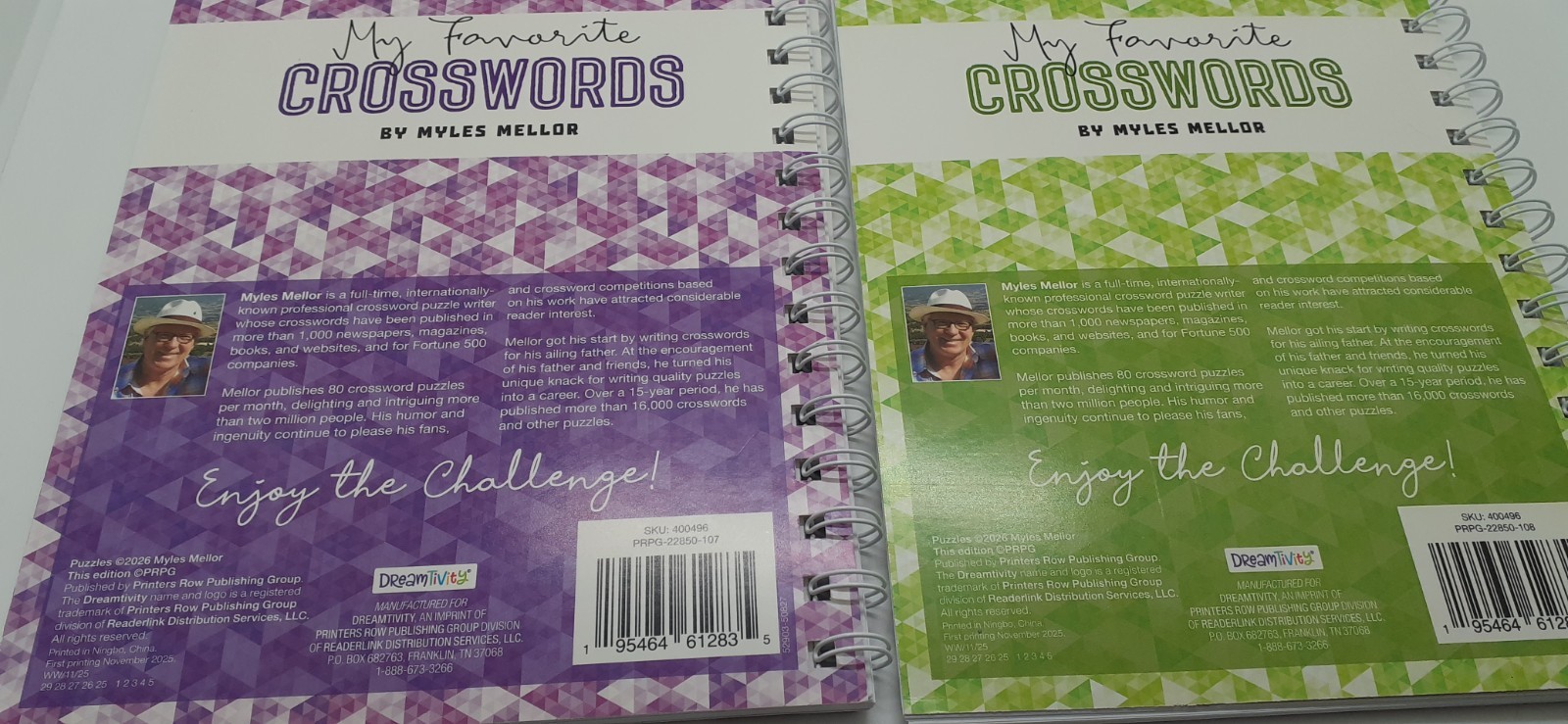 My Favorite Crosswords Spiral Puzzle Books Lot of 2 Vol 107 108 NEW