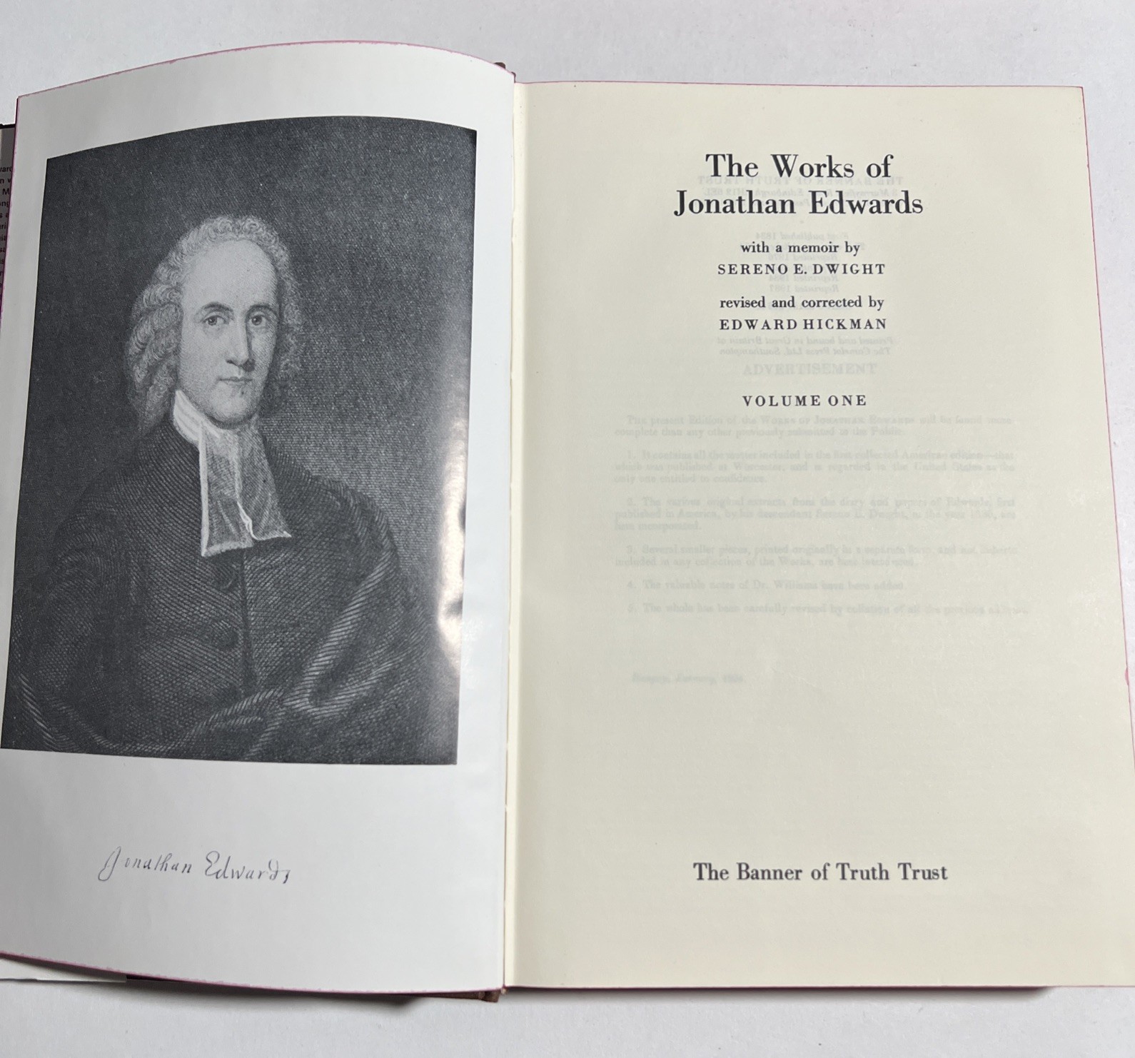 THE WORKS OF JONATHAN EDWARDS * Volume 1-2 *1990 Banner of Truth Trust -HC Good