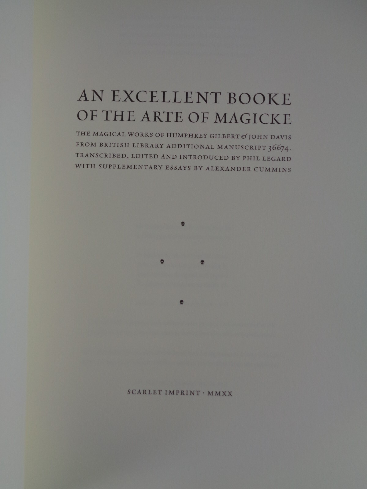 Excellent Booke Of The Arte Of Magicke Scarlet Imprint PB Bibliotheque Rouge
