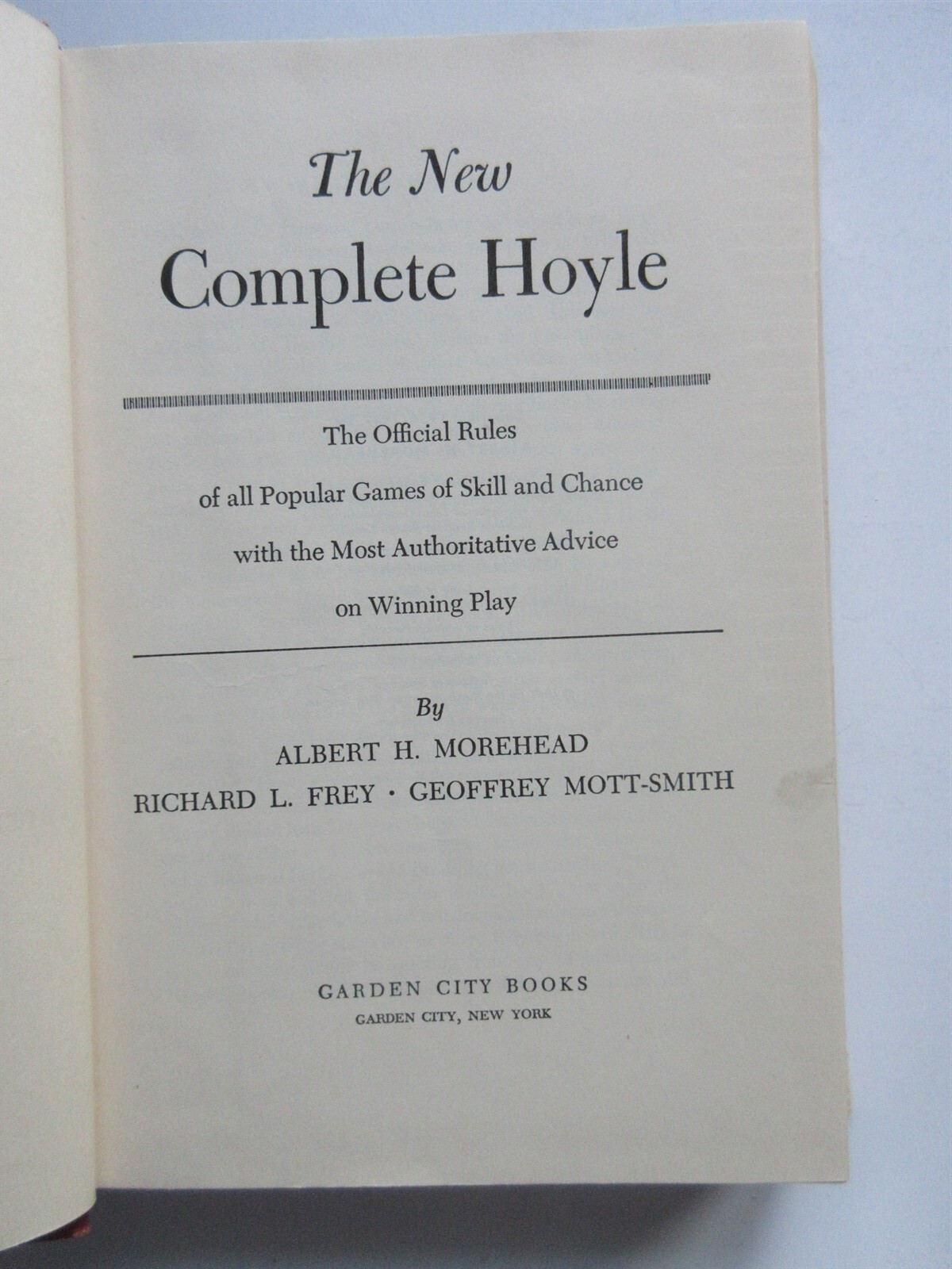 The New Complete Hoyle by Morehead, Frey and Mott-Smith / 1956 Hardcover