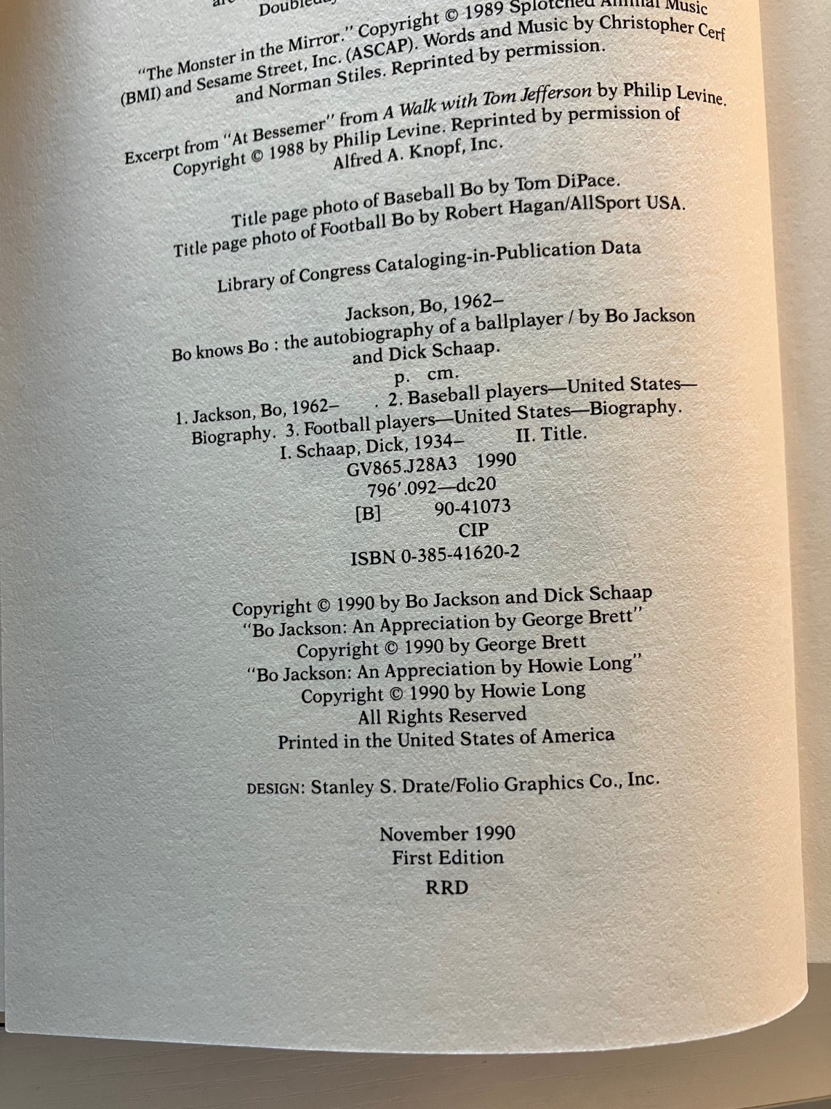 Bo Knows Bo Autobiography by Bo Jackson Hardcover First Edtion