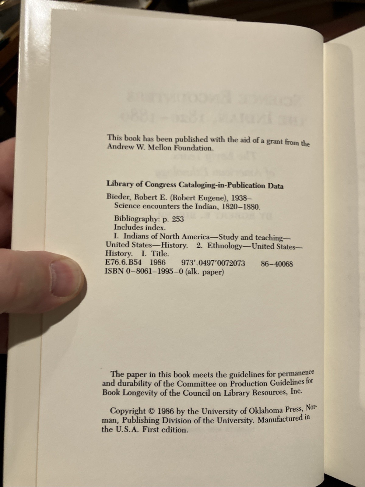 Science Encounters the Indian, 1820-1880: The Early Years of American Ethnology