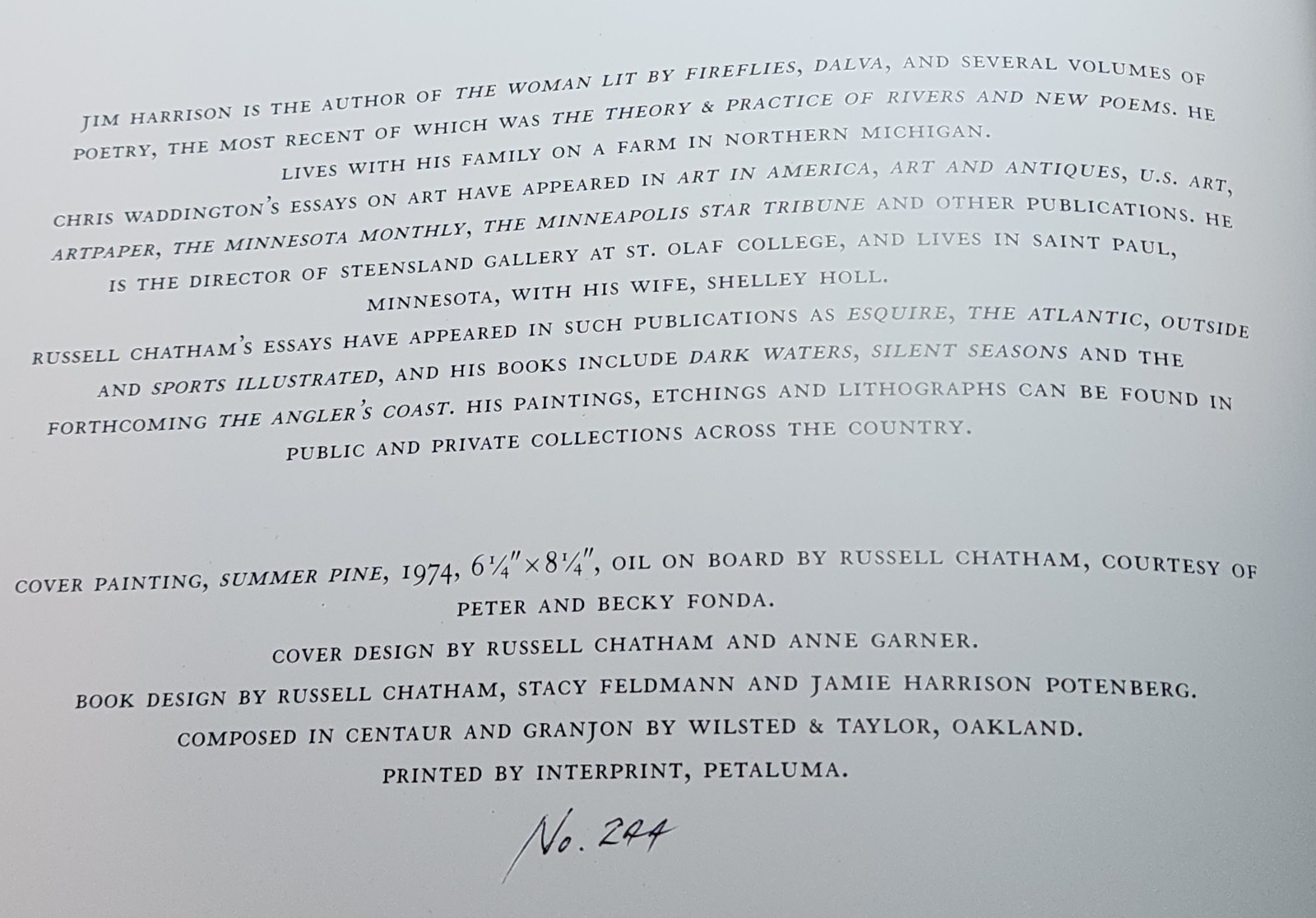 Russell Chatham: One Hundred Paintings (SIGNED, with original drawing) No. 244