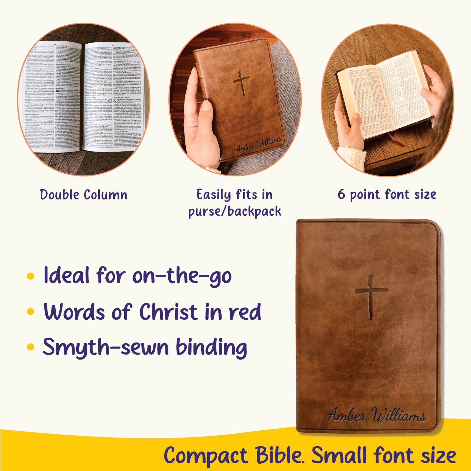 Custom KJV Bible with Name Engraved, Compact Holy Bible, Custom Name Engraved