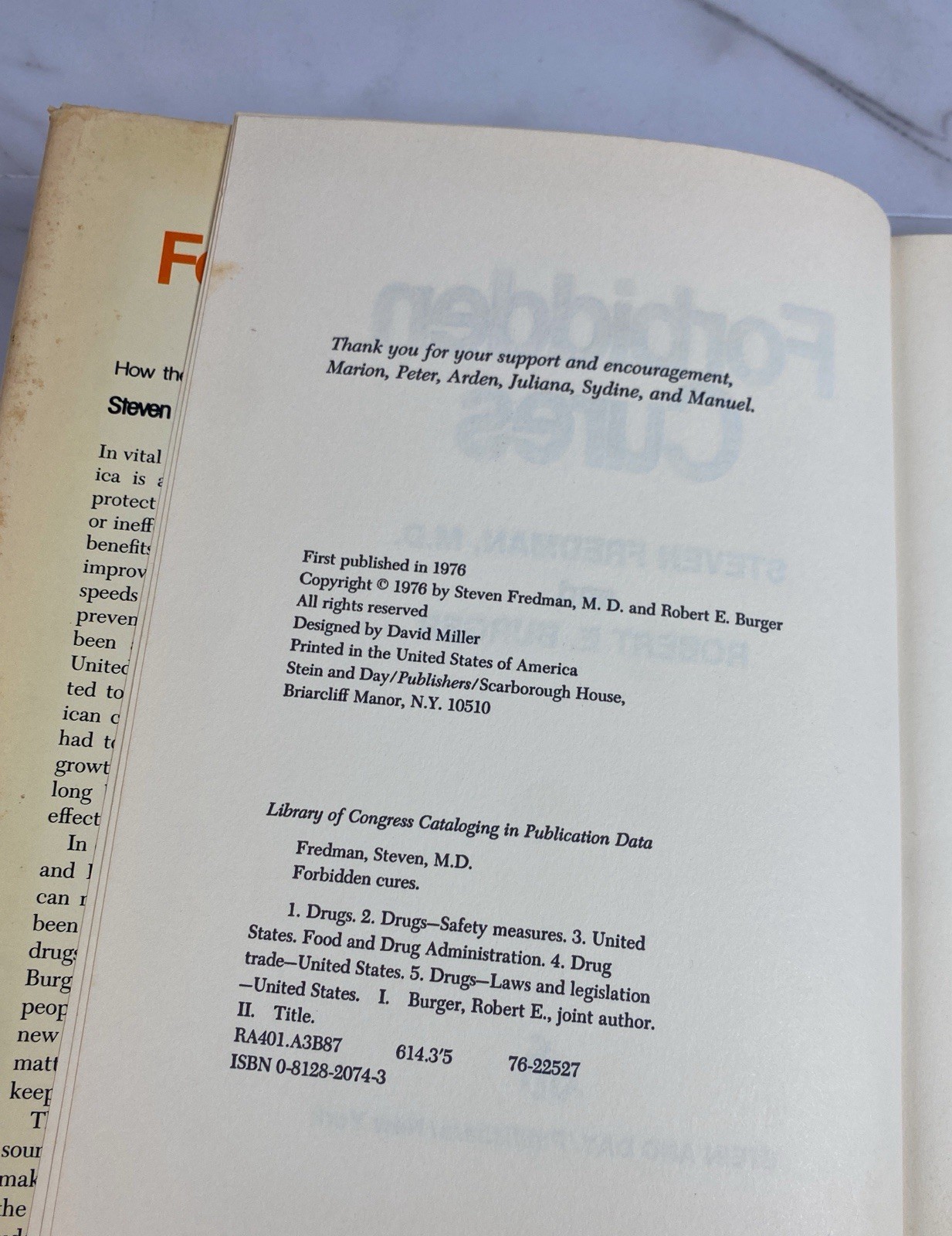 Forbidden Cures Fredman & Burger 1976 Hardcover Stein and Day Medical Book Rare