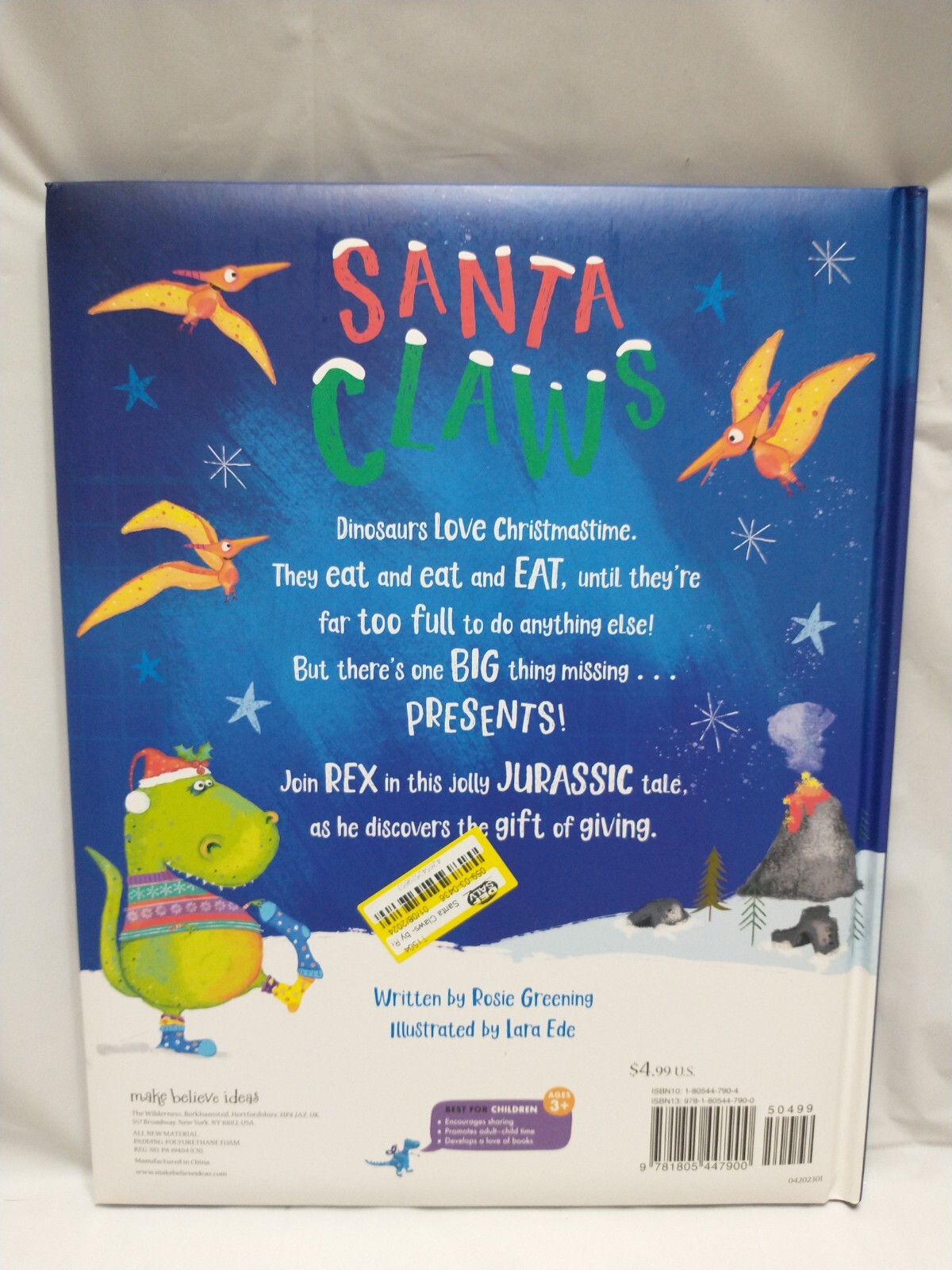 Santa Claws Book Written by Rosie Greening Hardback Kids Christmas Dinosaur NEW