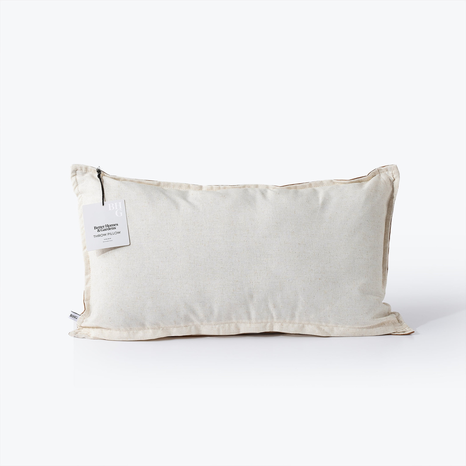 14″ X 24″ Beige Vegan Leather Decorative Pillow