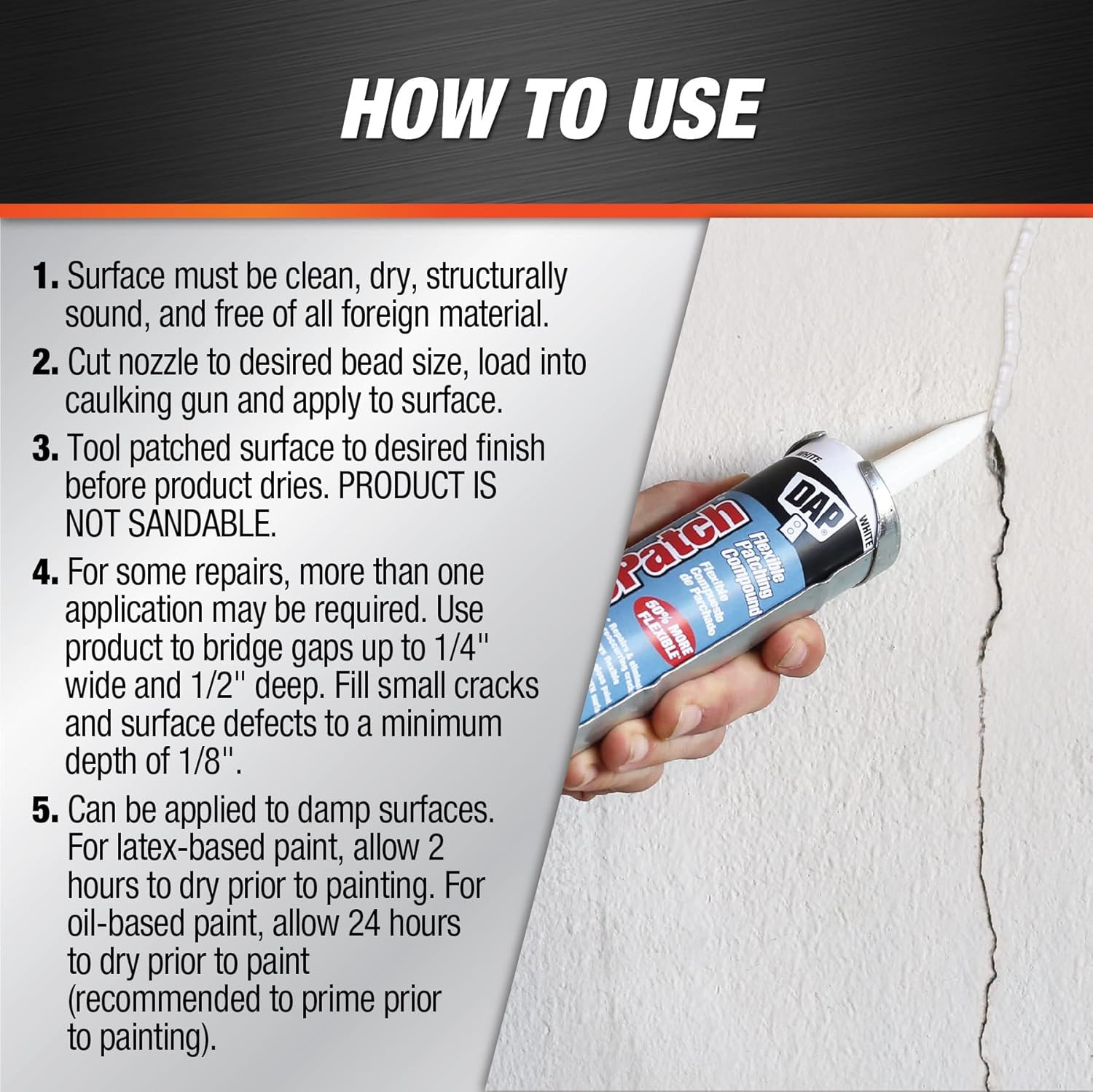 Dap 12276 Elastomeric Patch and Caulking Compound, 10.1-Ounce 10.1 oz, White