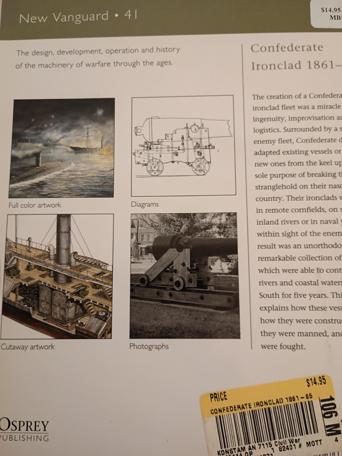 Osprey New Vanguard 41 – Confederate Ironclad 1861-65 by Angus Konstam (PB 2001)