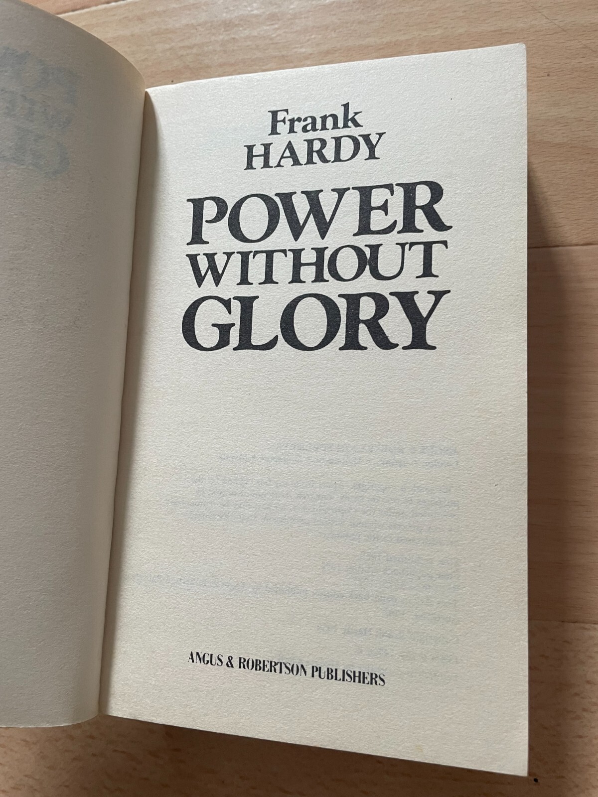 FRANK HARDY. POWER WITHOUT GLORY. 670 PAGES / 1982 – 0207147248