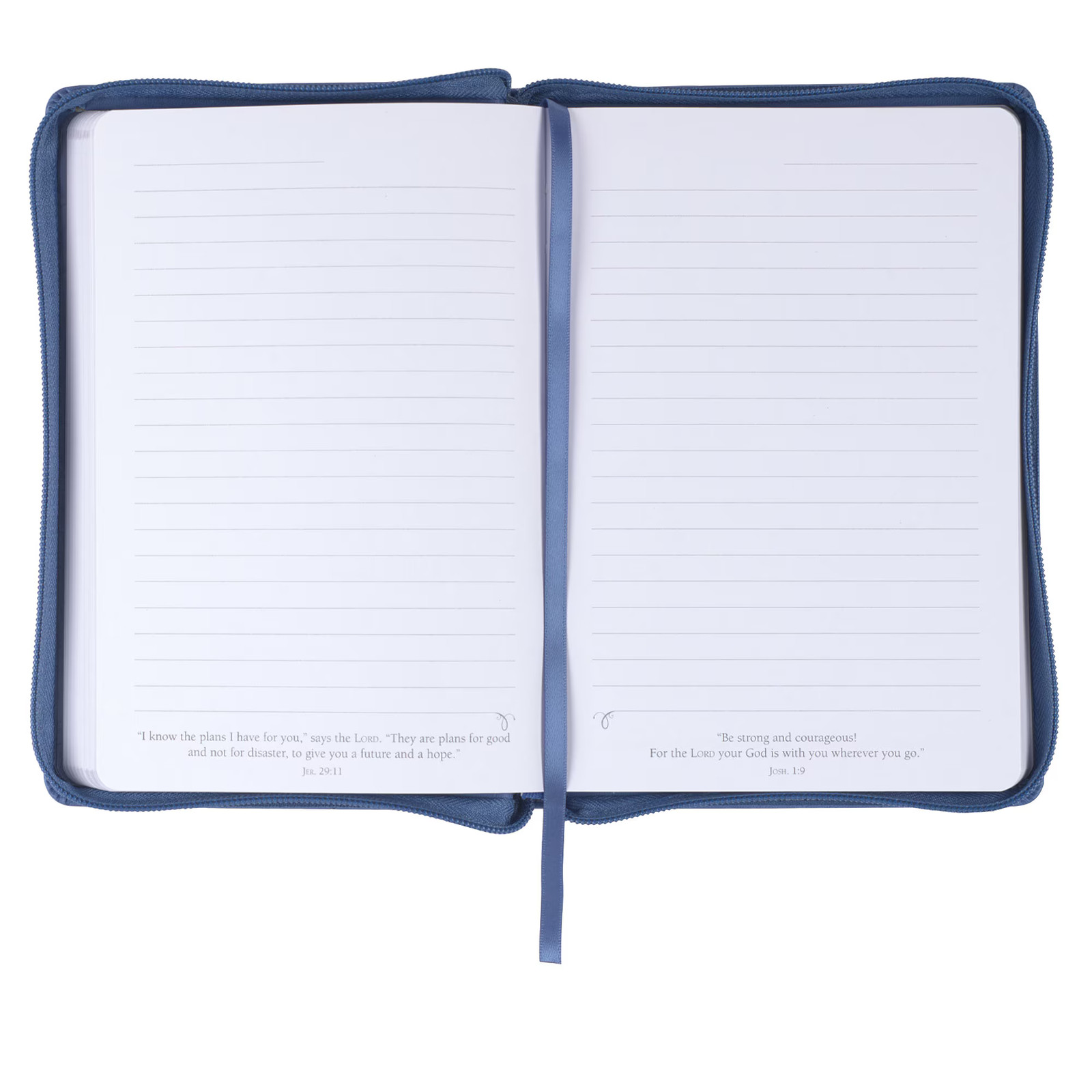 Blue Vegan Leather Zipped Journal, Inspirational Women’s Notebook The Lord Will