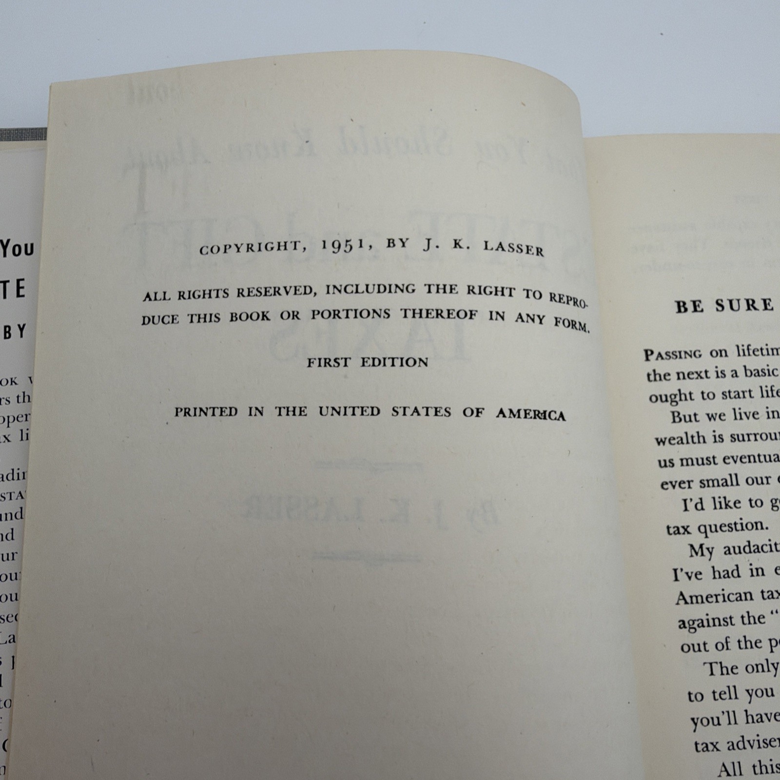 J.K. Lasser What You Should Know About Estate and Gift Taxes 1951 First Edition