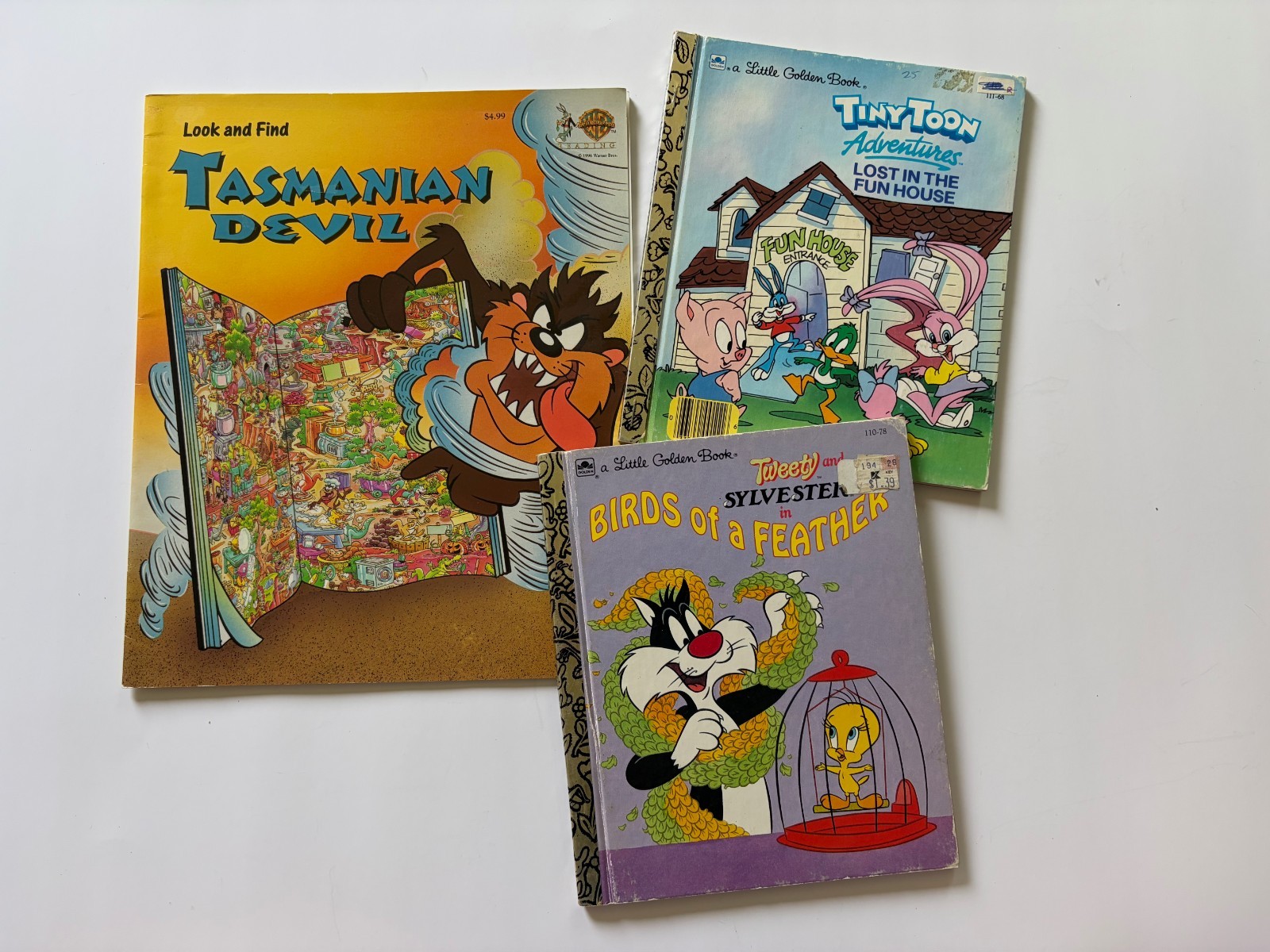 Lot of 3 Vintage Looney Tunes Books – 2 Golden Books – Sylvester, Tiny Toon, etc