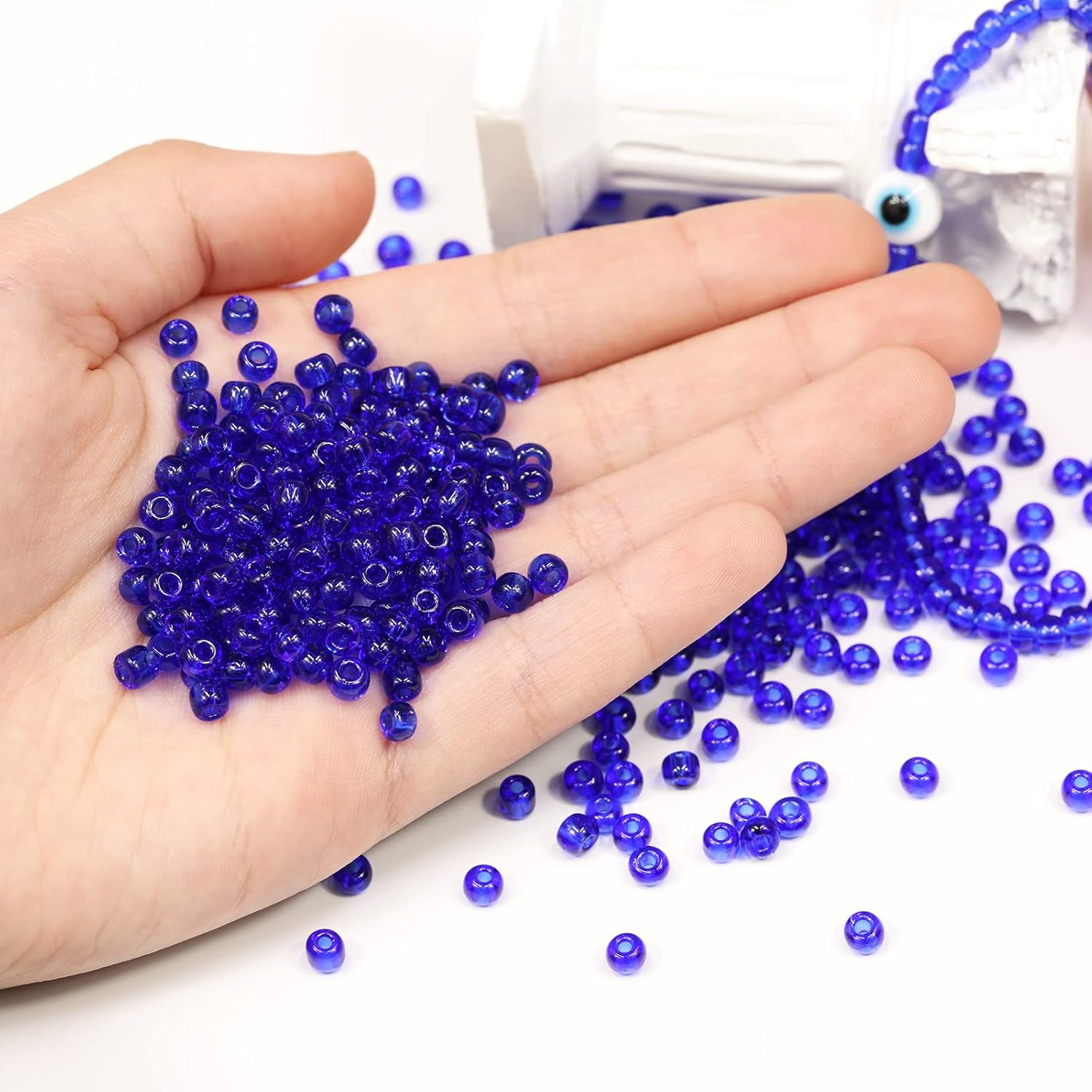 Transparent Royal Blue Color 4mm Seed Beads About 1200pcs/100Grams in Bag, 6/0 G