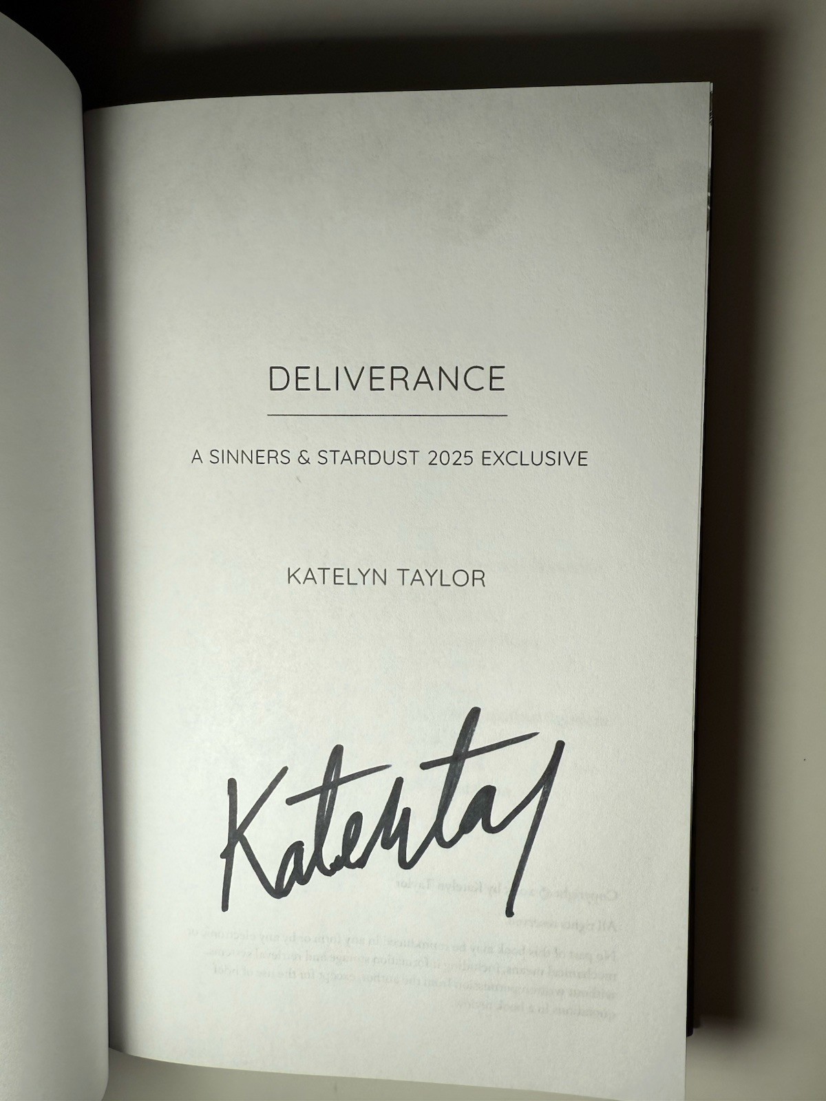 SIGNED- Deliverance by Katelyn Taylor 2025 Signing Exclusive