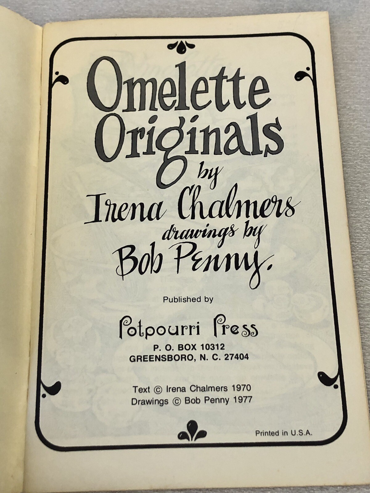 Lot of 2 Vintage 1970s Irena Chalmers Cookbooks: Omelette Originals & Soups