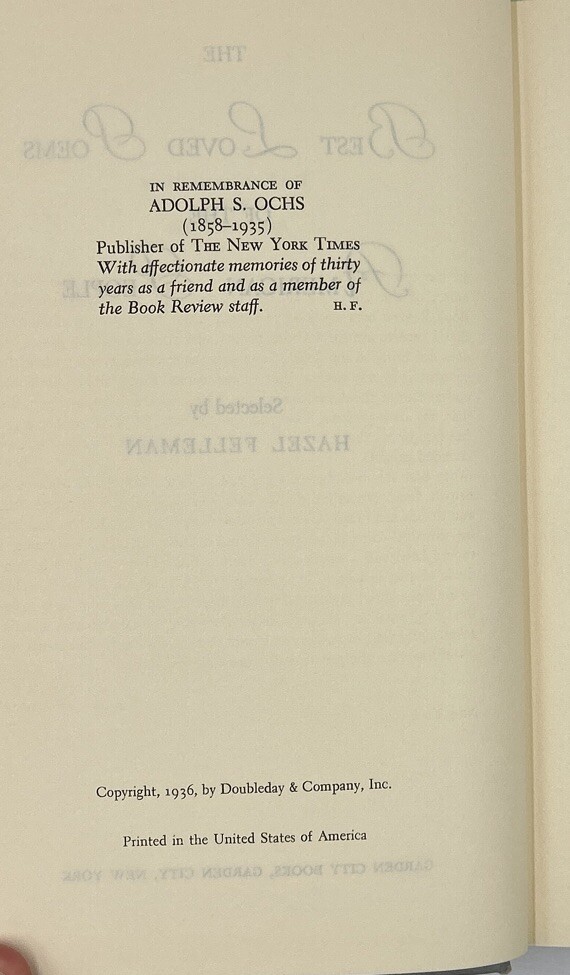 Best Loved Poems of the American People by Hazel Felleman (1936, Hardcover)