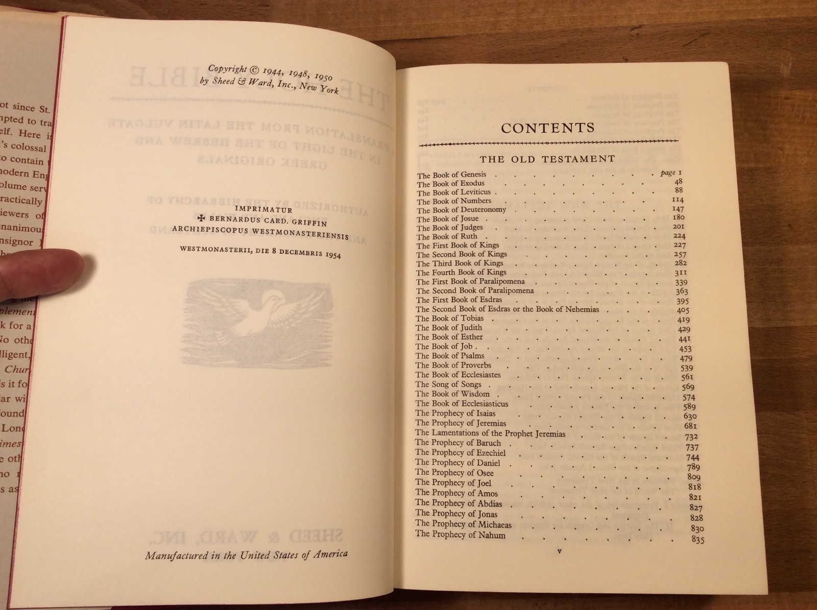 The Holy Bible, Translated From Latin Vulgate, Knox, Family Edition, 1954 HCDJ