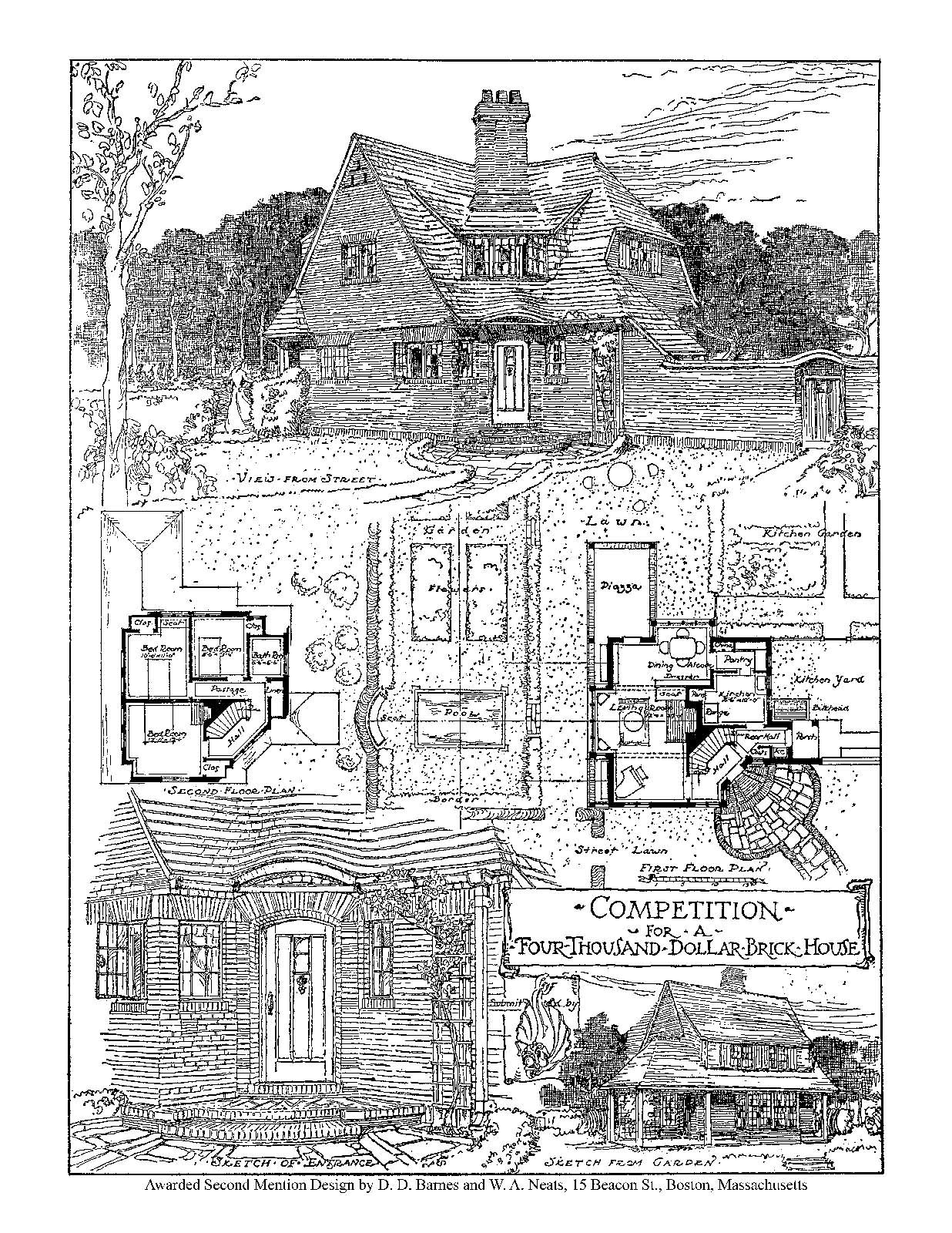 House Design Competitions Book 8 Drawings A House of Brick of Moderate Cost 1910