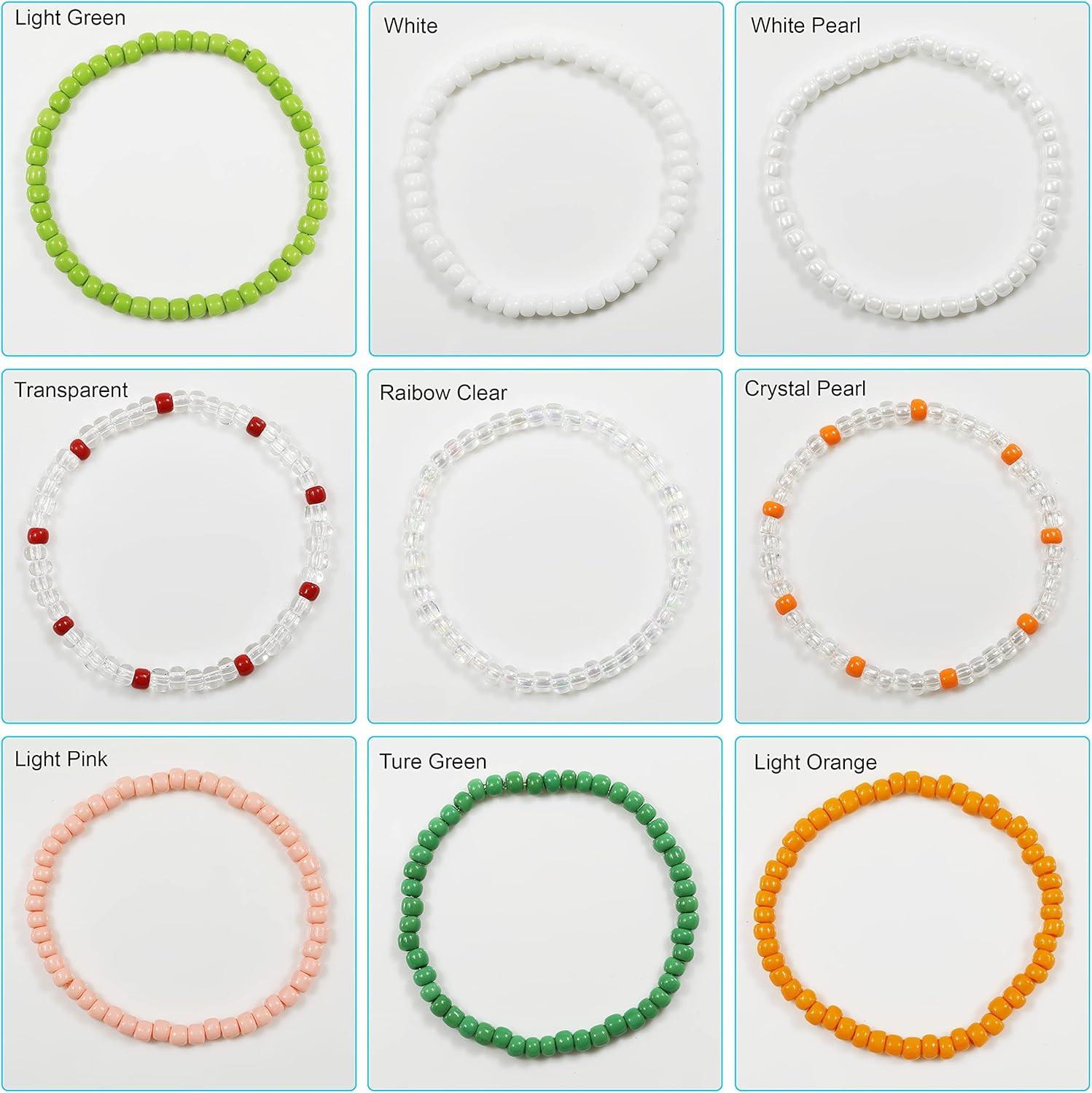 Raibow Clear Color 4mm Seed Beads About 1200pcs/100Grams in Bag, 6/0 Glass Craft