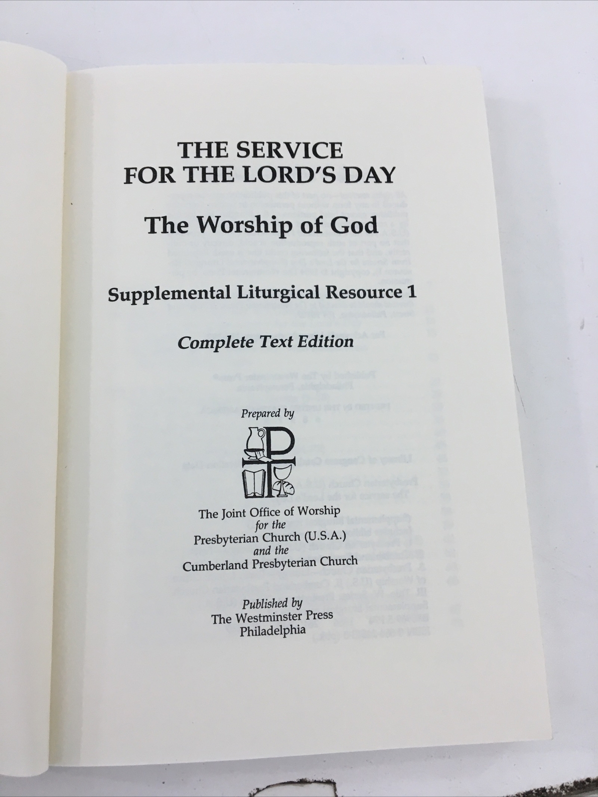 The Service For The Lord’s Day – Westminster Press (Paperback, 1984)