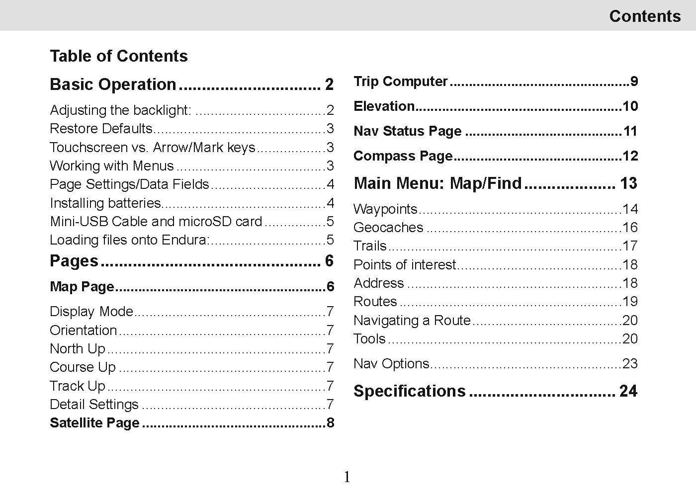 Lowrance Endura GPS Sierra Safari Out & Back Operator Manual: 28 Pages