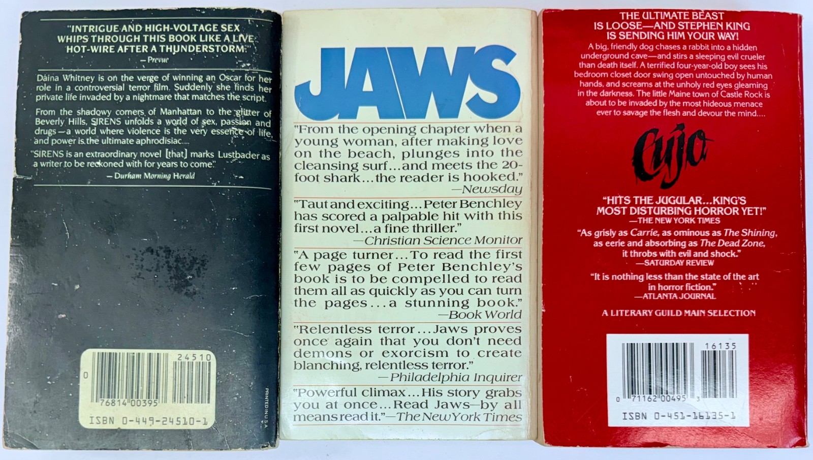 Horror Book Lot of 9 Exorcist Jaws Cult Hannibal Misery Sirens Cujo Pet Sematary