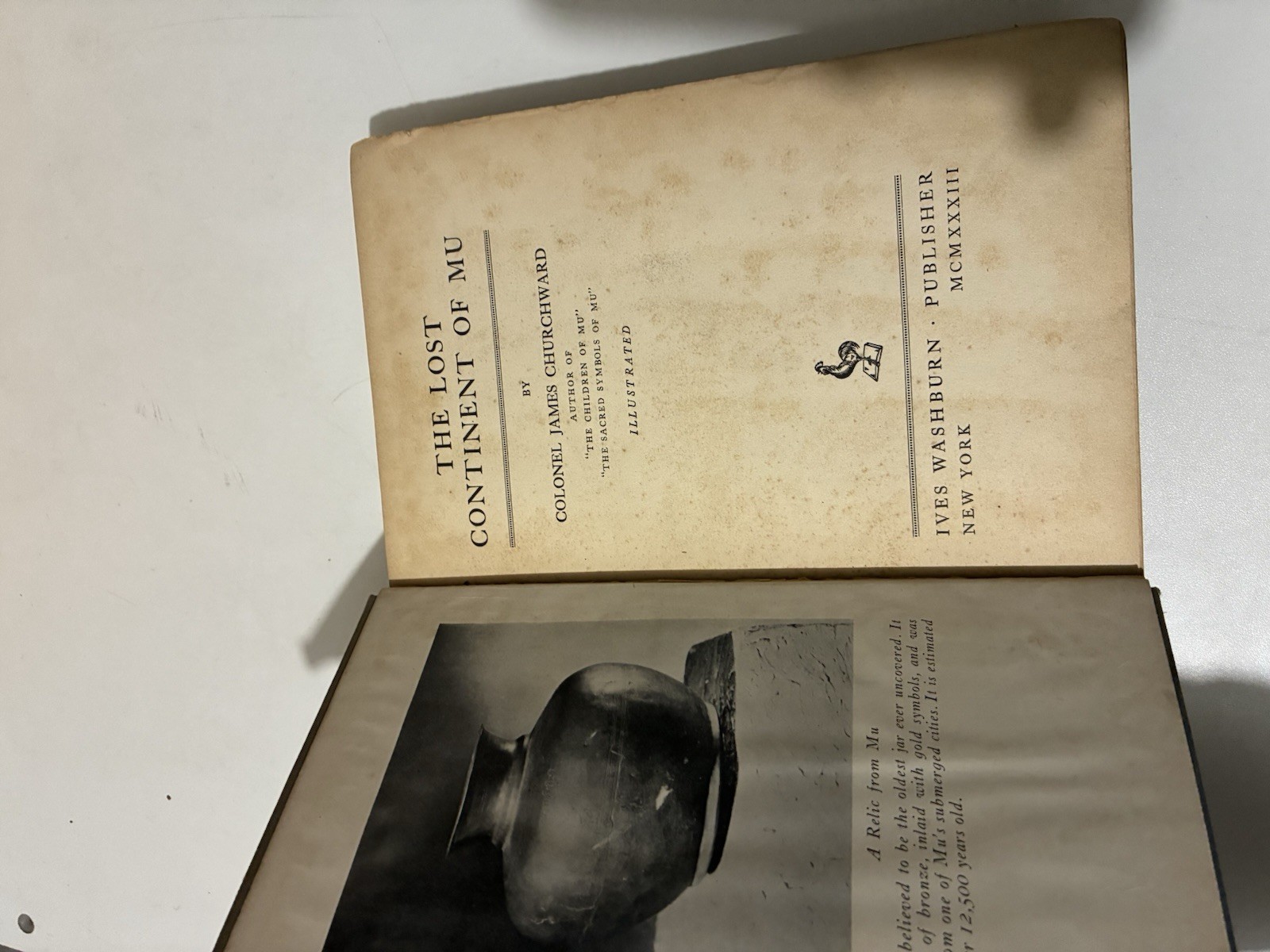 The Lost Continent of Mu James Churchward hardcover 4th printing 1933