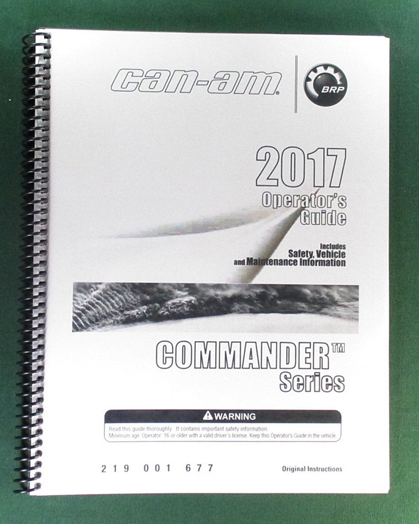 2017 Can-Am Commander 800R DPS Owner’s Manual: 179 Pages & Protective Covers!