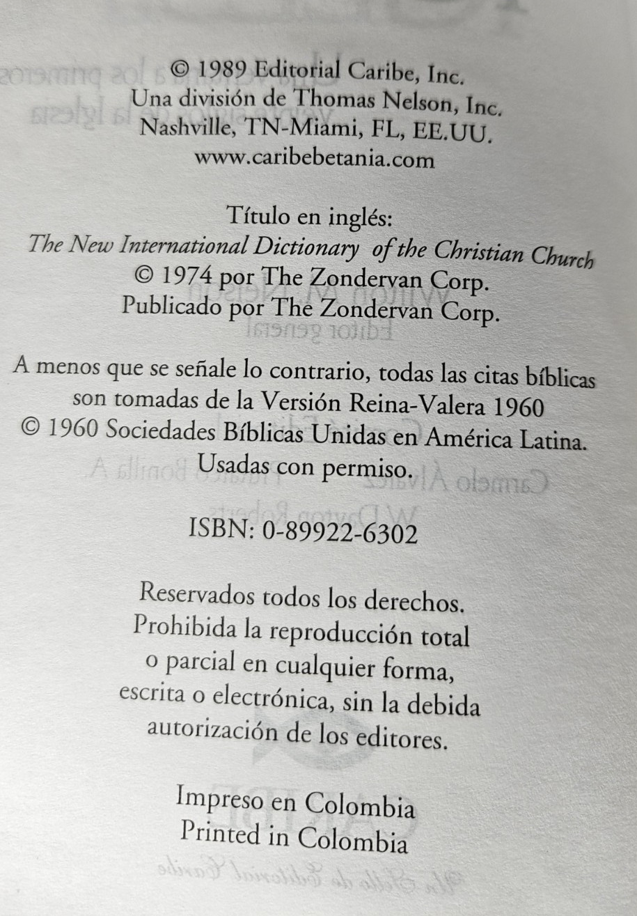 Diccionario Historia de la Iglesia by Nelson – Spanish Edition, 1989 Caribe HB