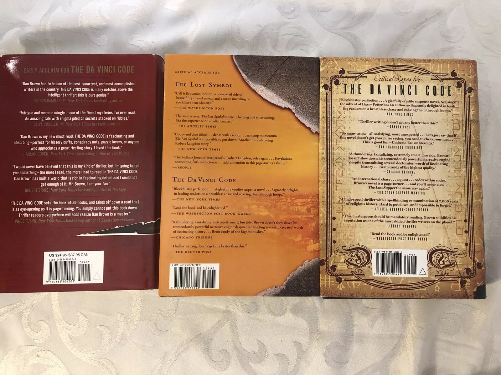 Lot of 3 (#2-4) ROBERT LANGDON Series Set HARDCOVER Books by Dan Brown First Ed