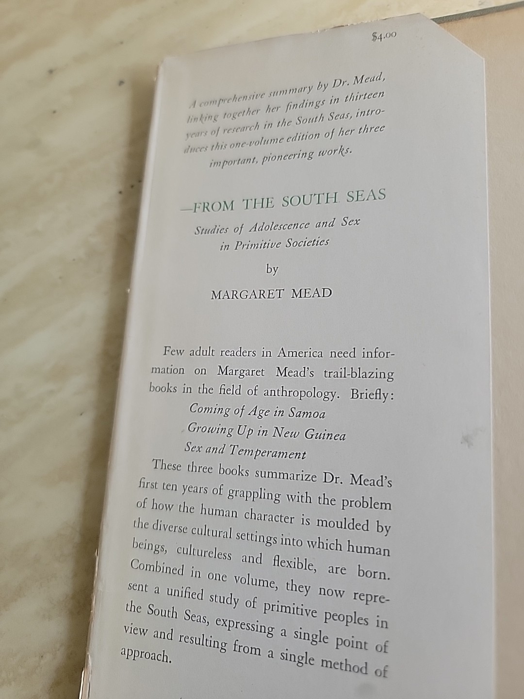 1939 Margaret Mead FROM THE SOUTH SEAS William Morrow & Company HCDJ