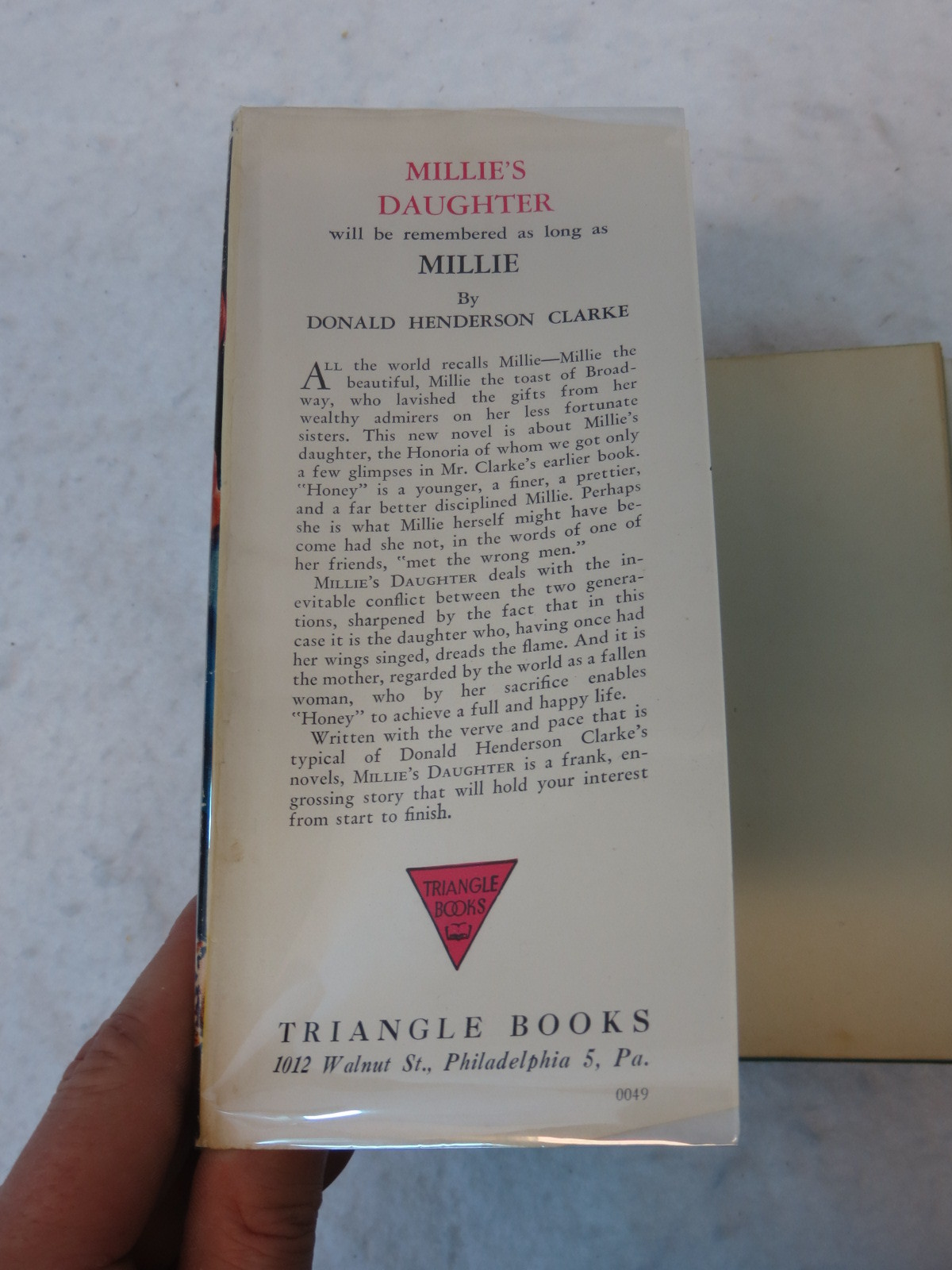 Donald Henderson Clarke MILLIE’S DAUGHTER Triangle Books 1946 HC/DJ