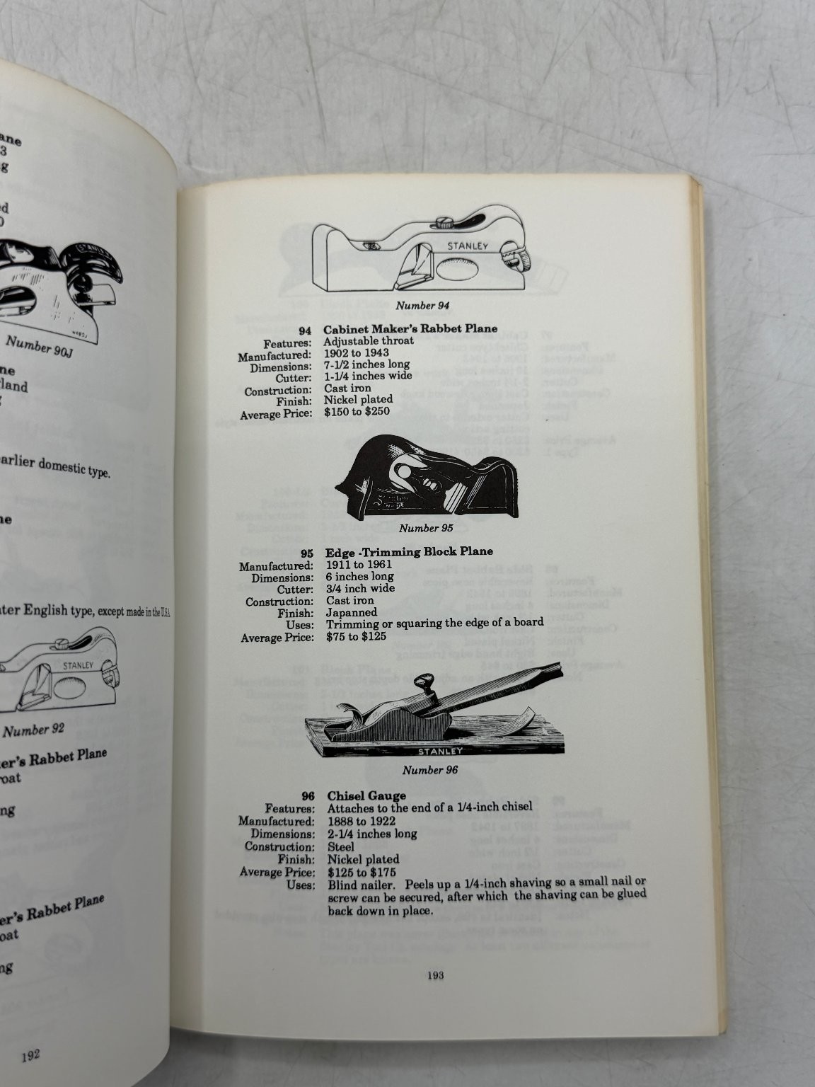 Stanley Tools John Walter 1991 Third Printing Antique Collectible Guide Tool
