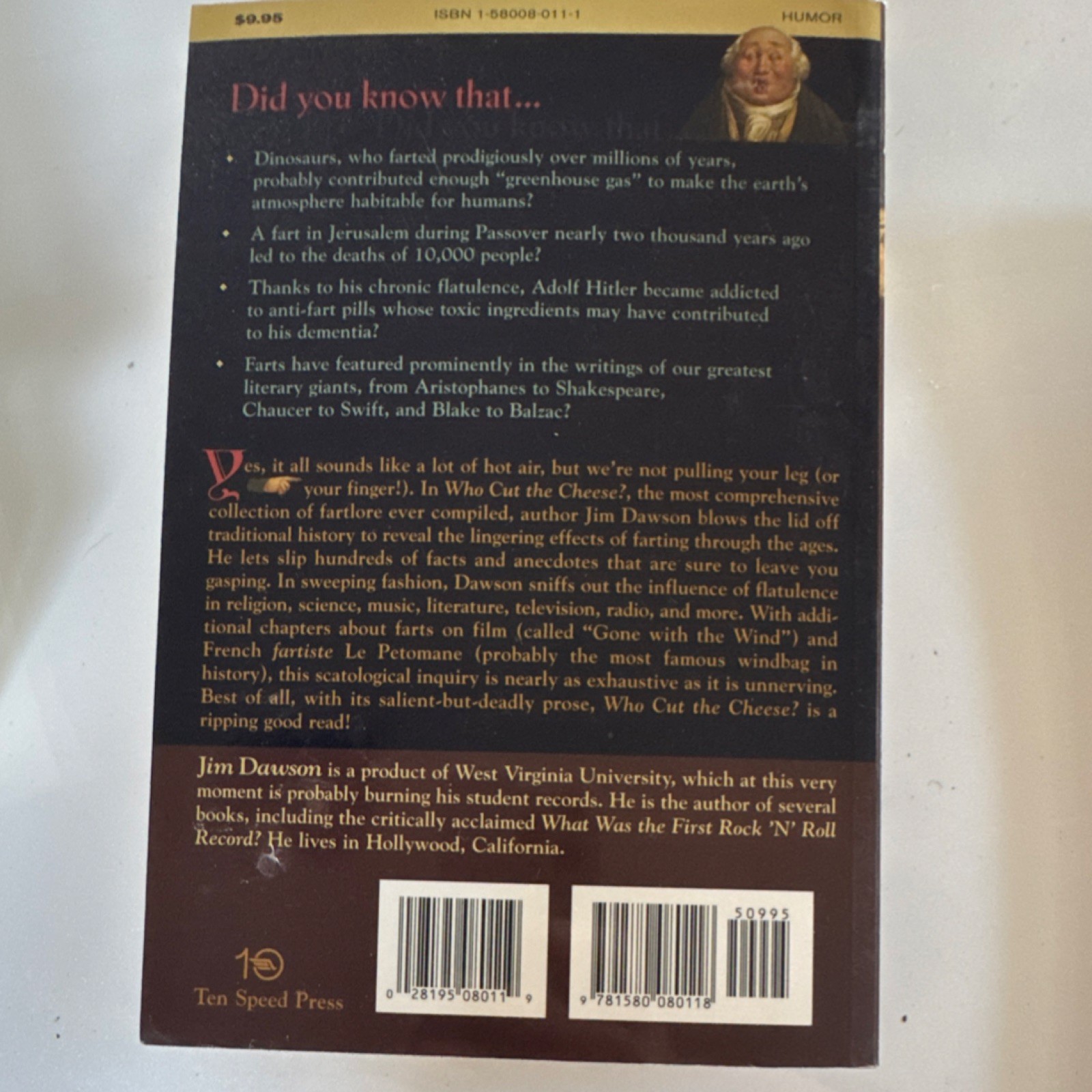 Ten Speed Press Who Cut the Cheese? Jim Dawson Paperback Humor History Book