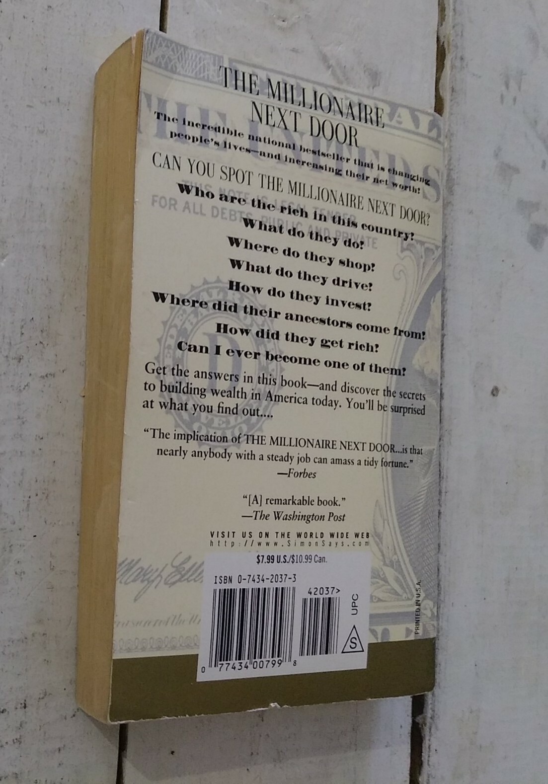 The Millionaire Next Door Thomas Stanley William Danko Finance Paperback