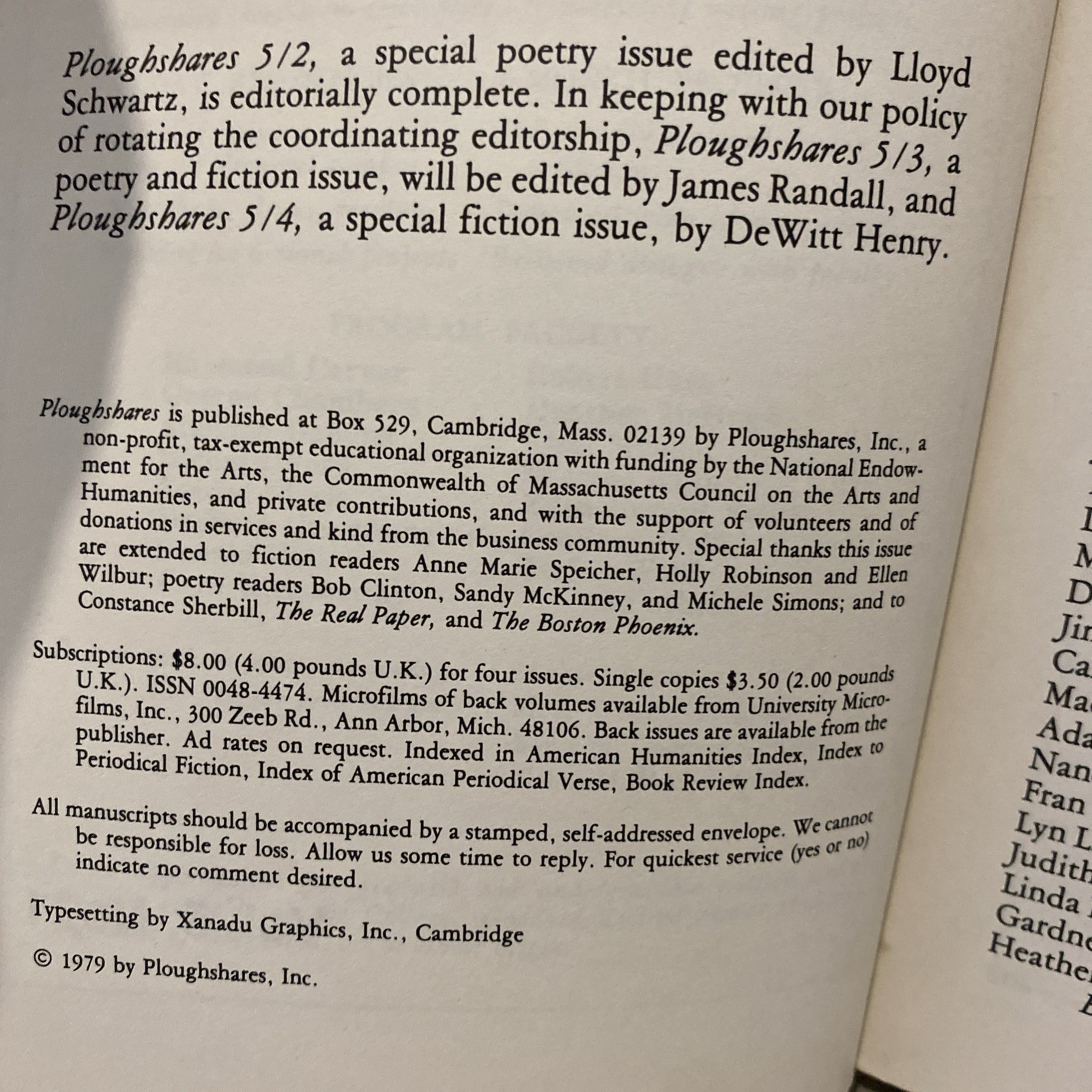 Ploughshares 1979, 1980 , 1981 Special Poetry Issue Vintage