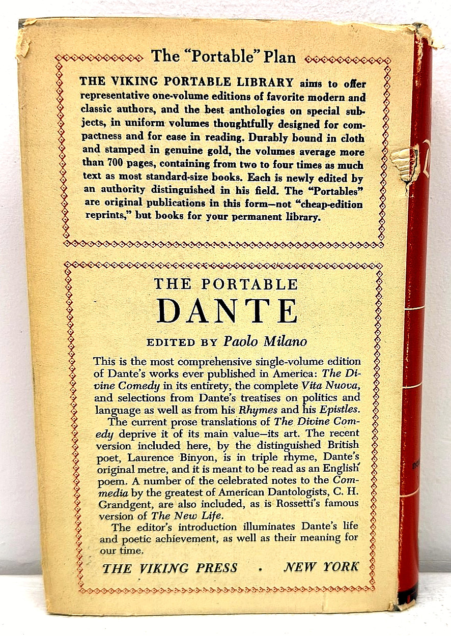 The Portable Dante 1948 Viking Press HC DJ Divine Comedy Paolo Milano