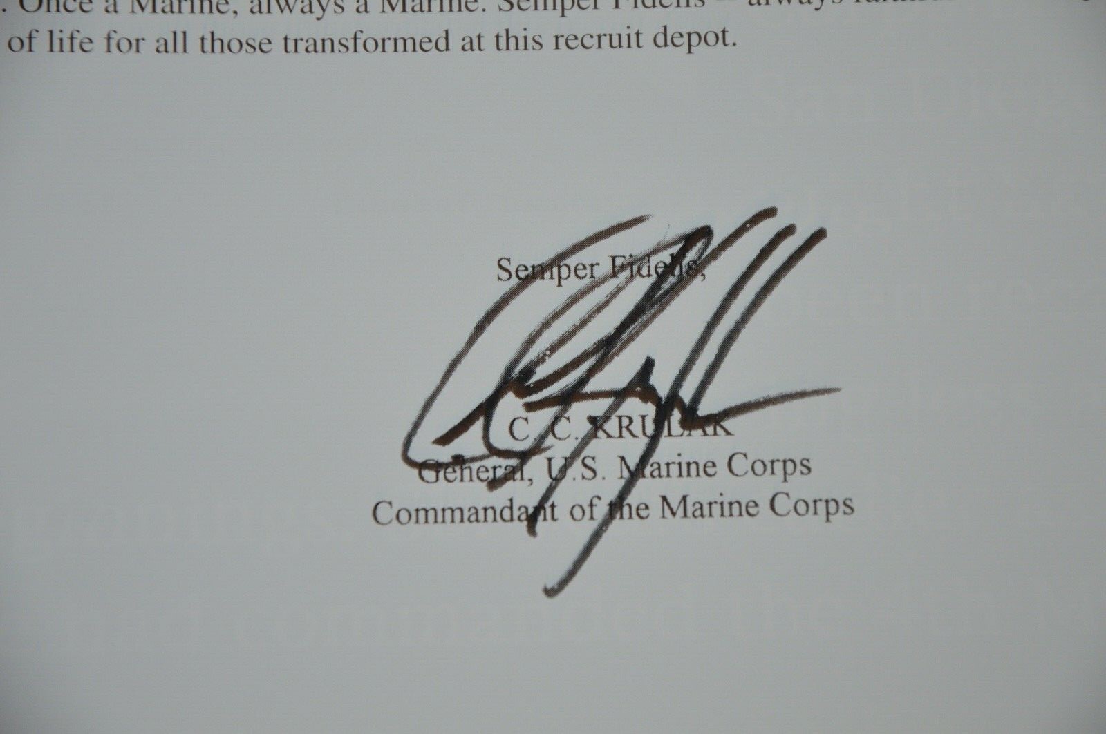 History Of Marine Corps Recruit Depot San Diego SIGNED GENERAL CHARLES C. KRULAK