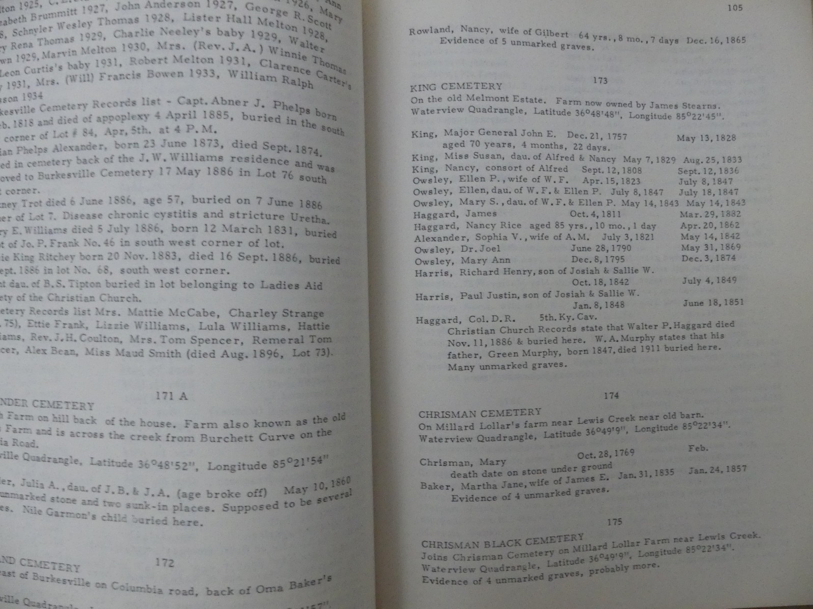 Cumberland County Kentucky Cemetery Records, Smith, 1979