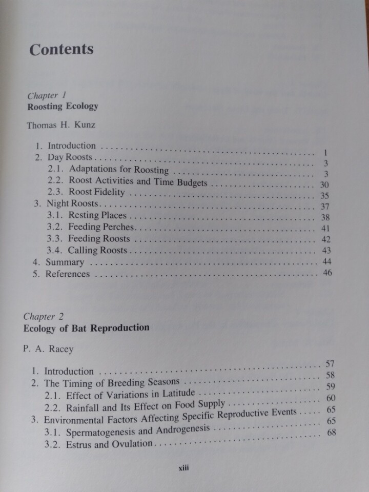 Ecology of Bats Kunz 1982