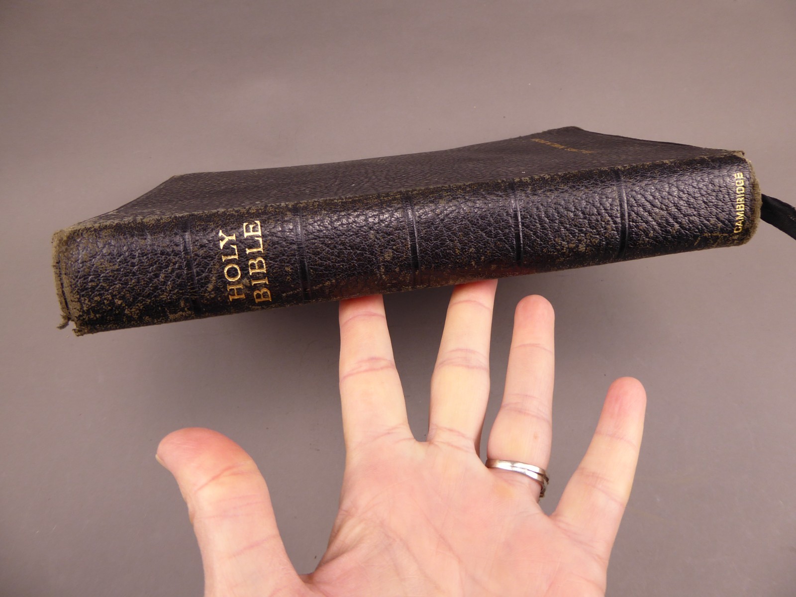 Vintage Holy Bible Black Morocco Leather Cambridge England KJV